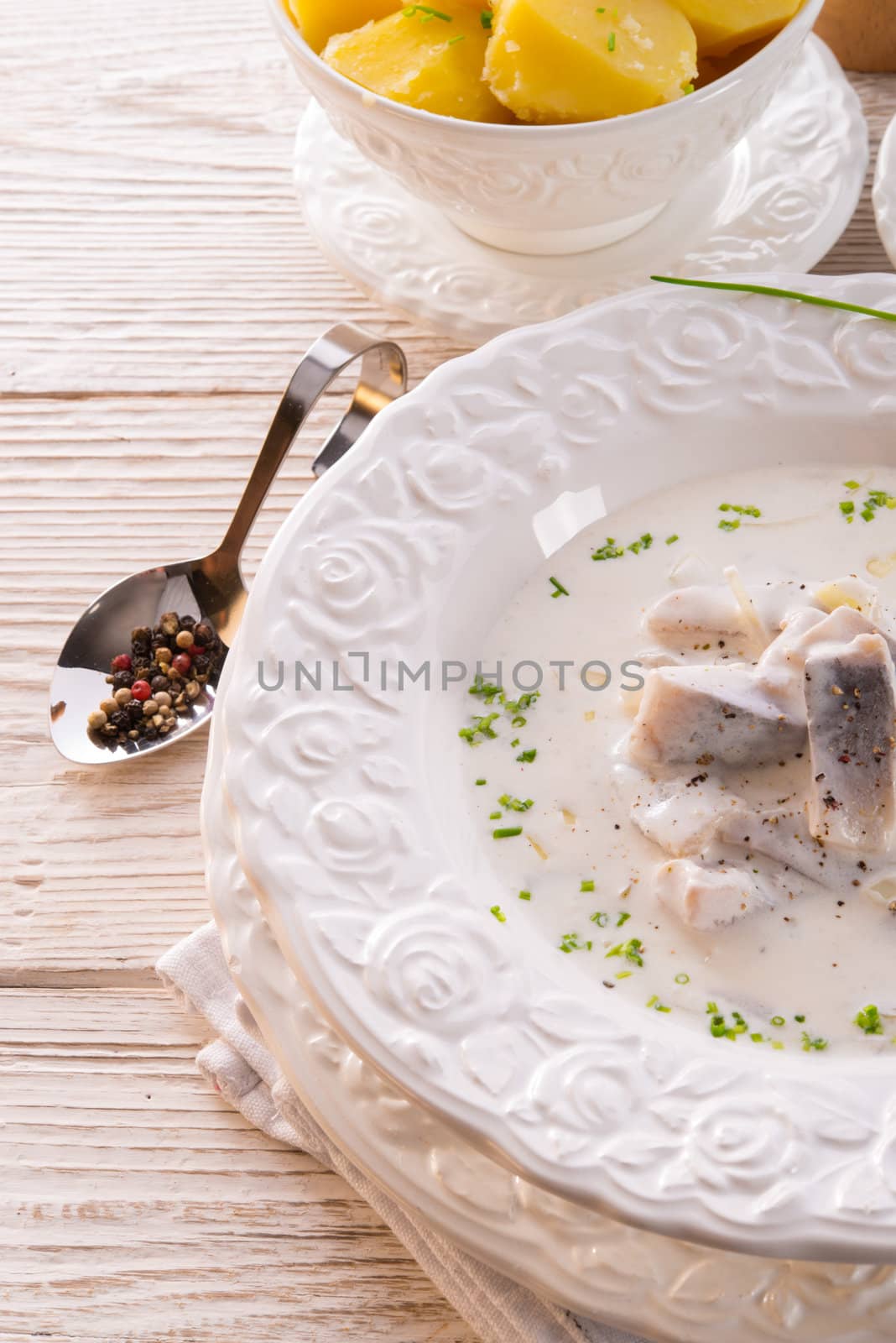 herring with potato and cream by Darius.Dzinnik