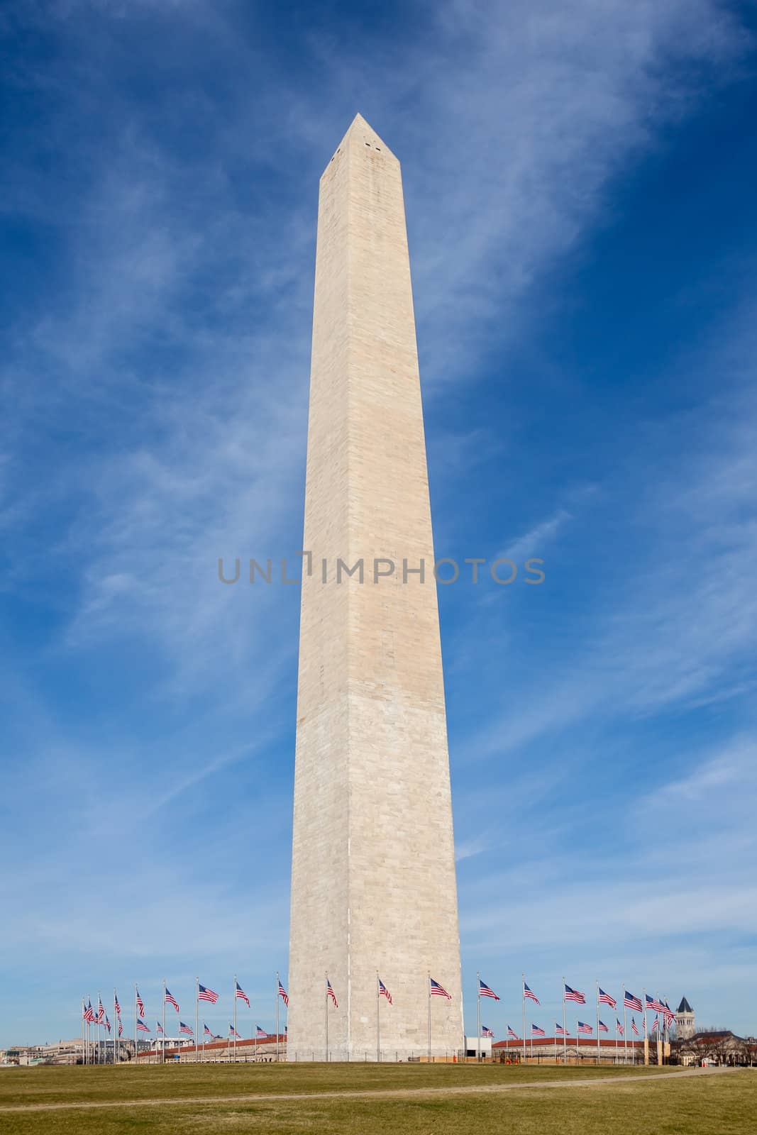 Washington Monument in National Mall DC against Blue Sky in Daytime