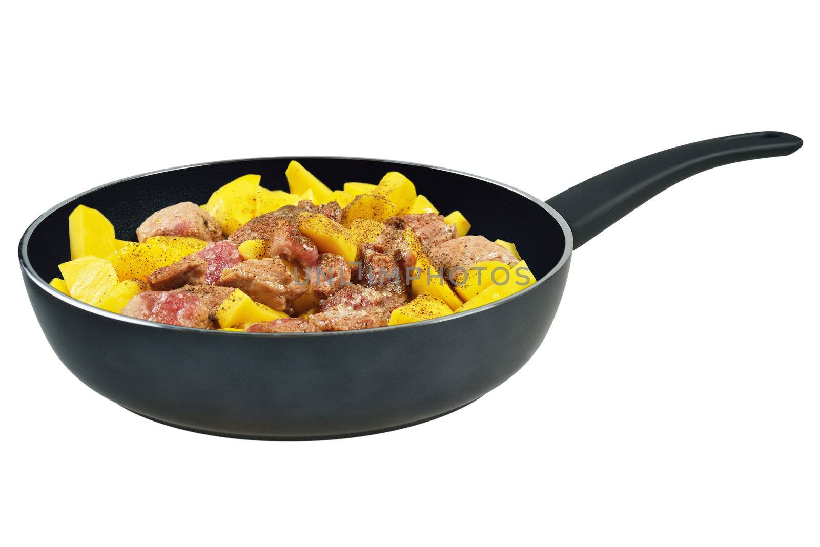 Pan with meat and potatoes by grauvision