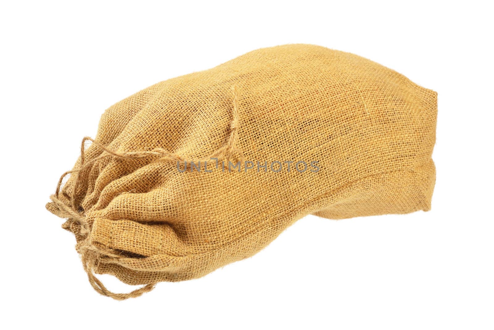 Cloth bag with drawstrings. Isolated on white background