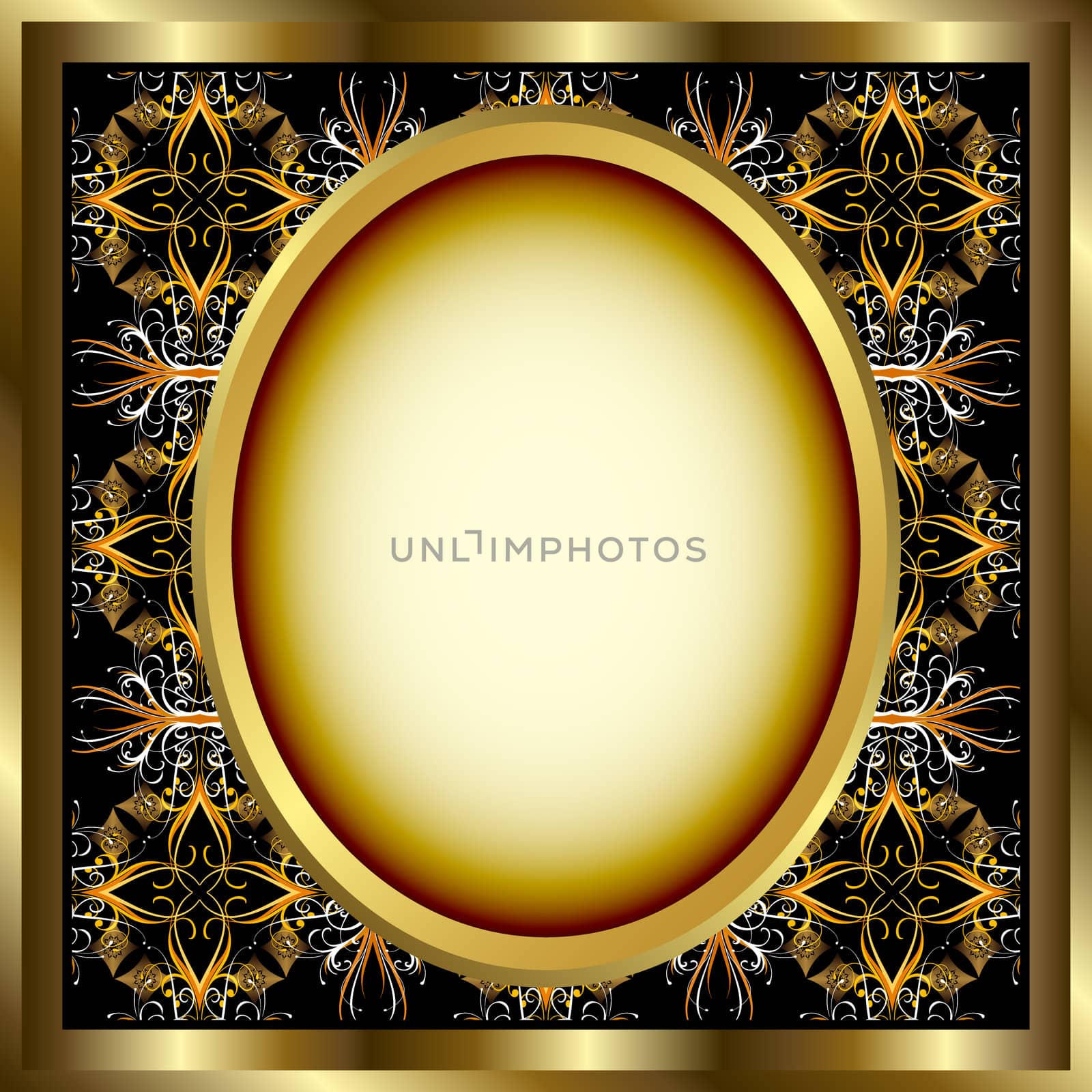 Picture gold frame with a decorative floral pattern