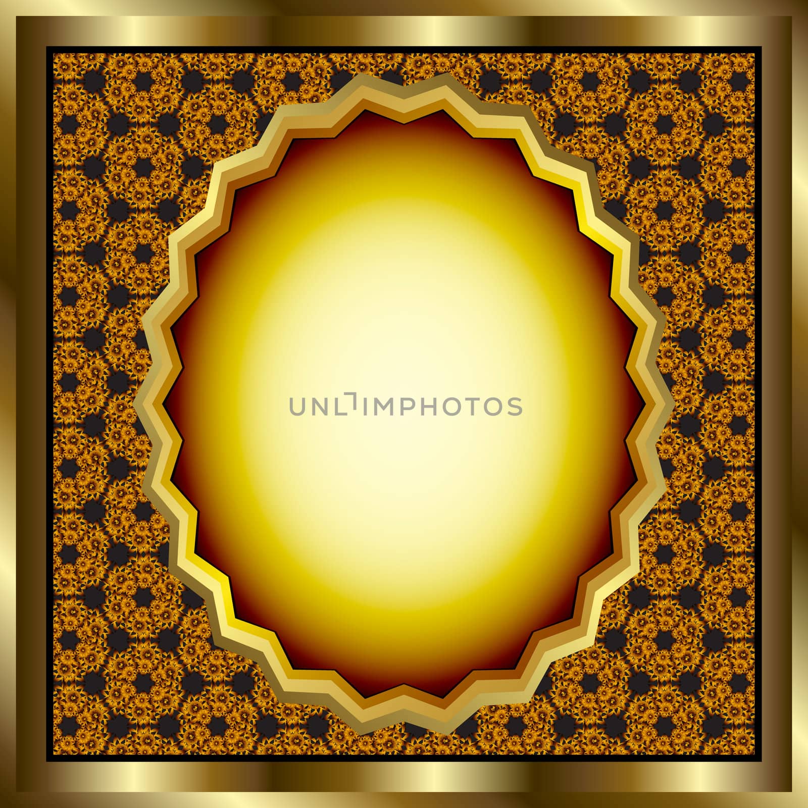 Floral Gold Frame With Geometrical Background by ankarb