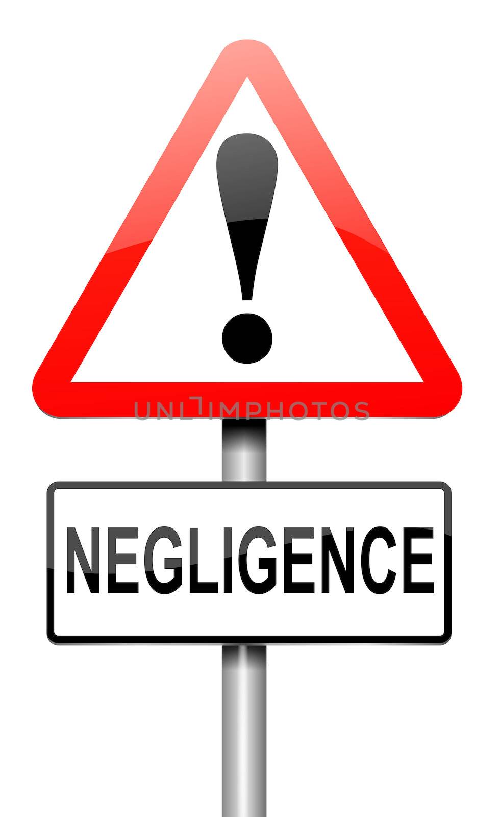 Illustration depicting a roadsign with a negligence concept. White background.