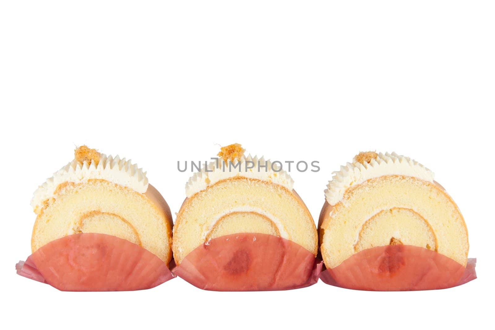 Group of cakes isolated on white background