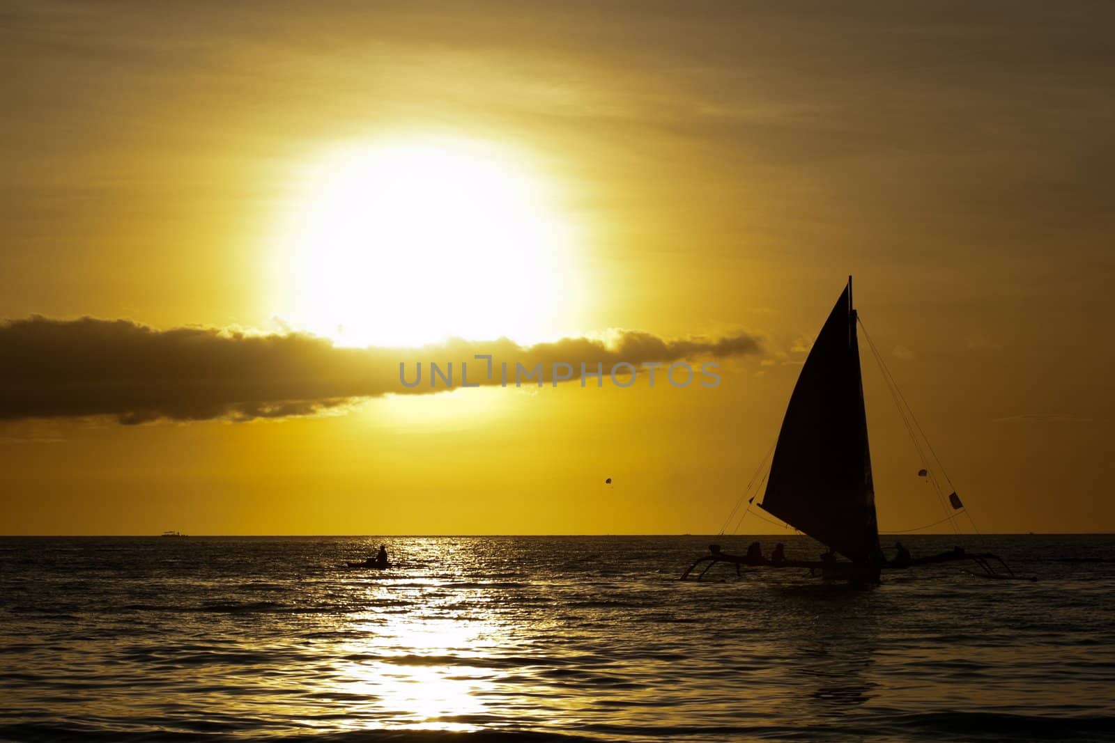 Ocean sunset landcape in Boracay, Philippines
