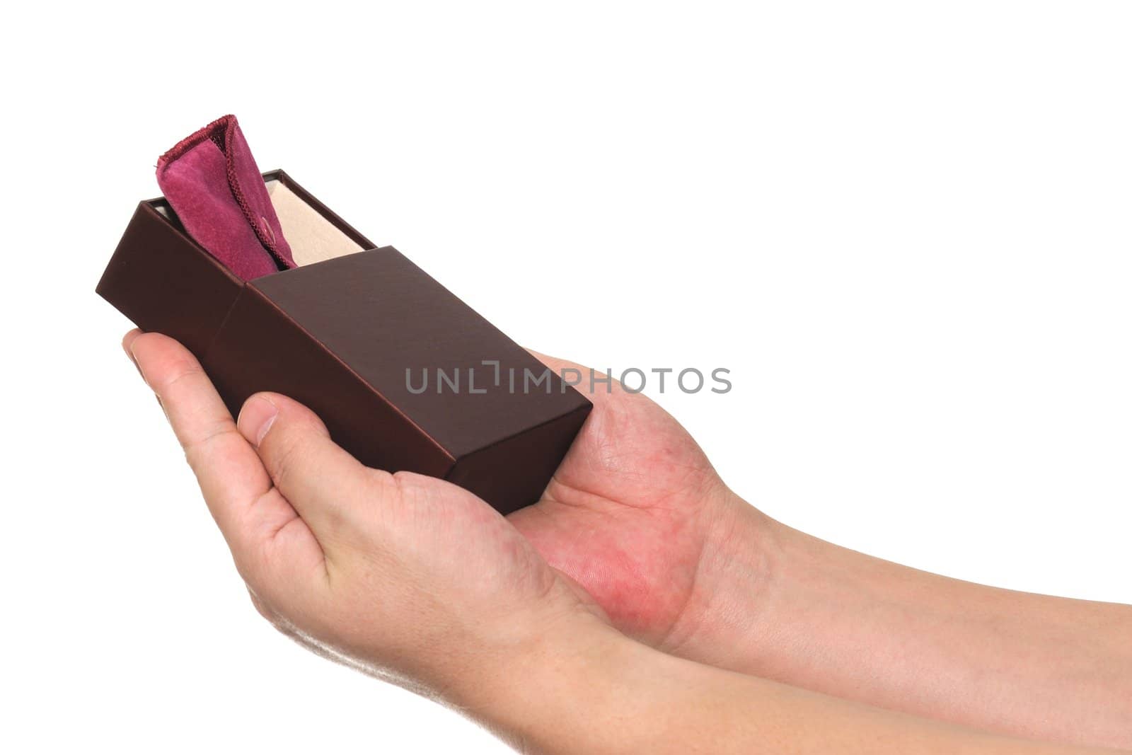 Hands presenting a gift box