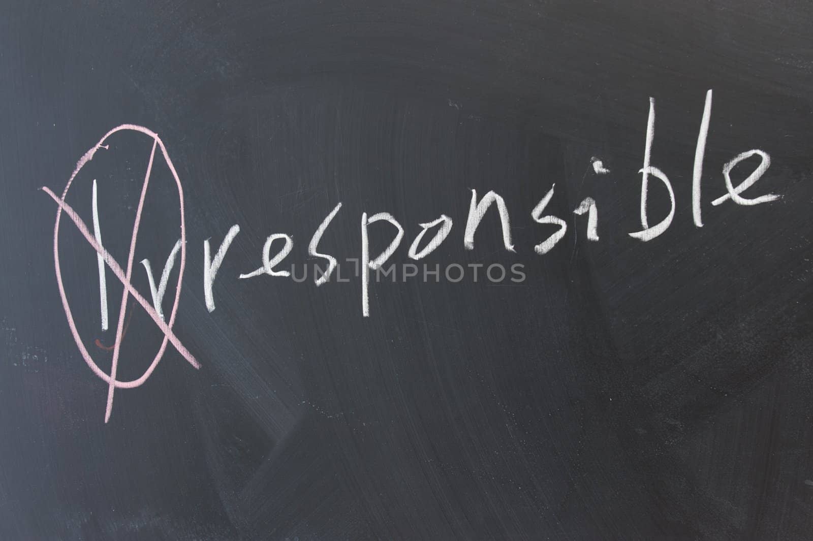 Chalkboard writing - concept of responsible or irresponsible