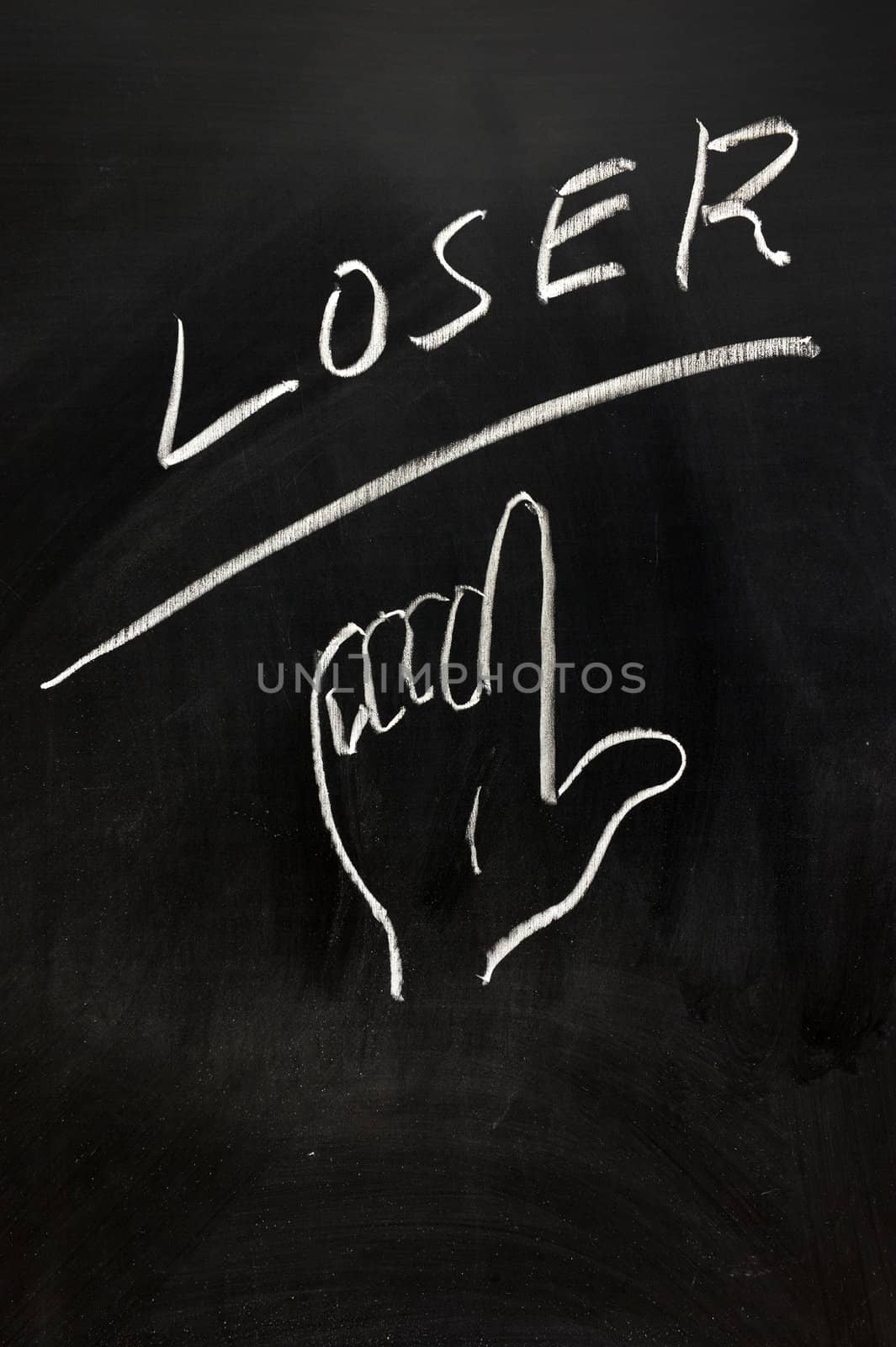 Chalk drawing - Finger point to text pf "Loser"