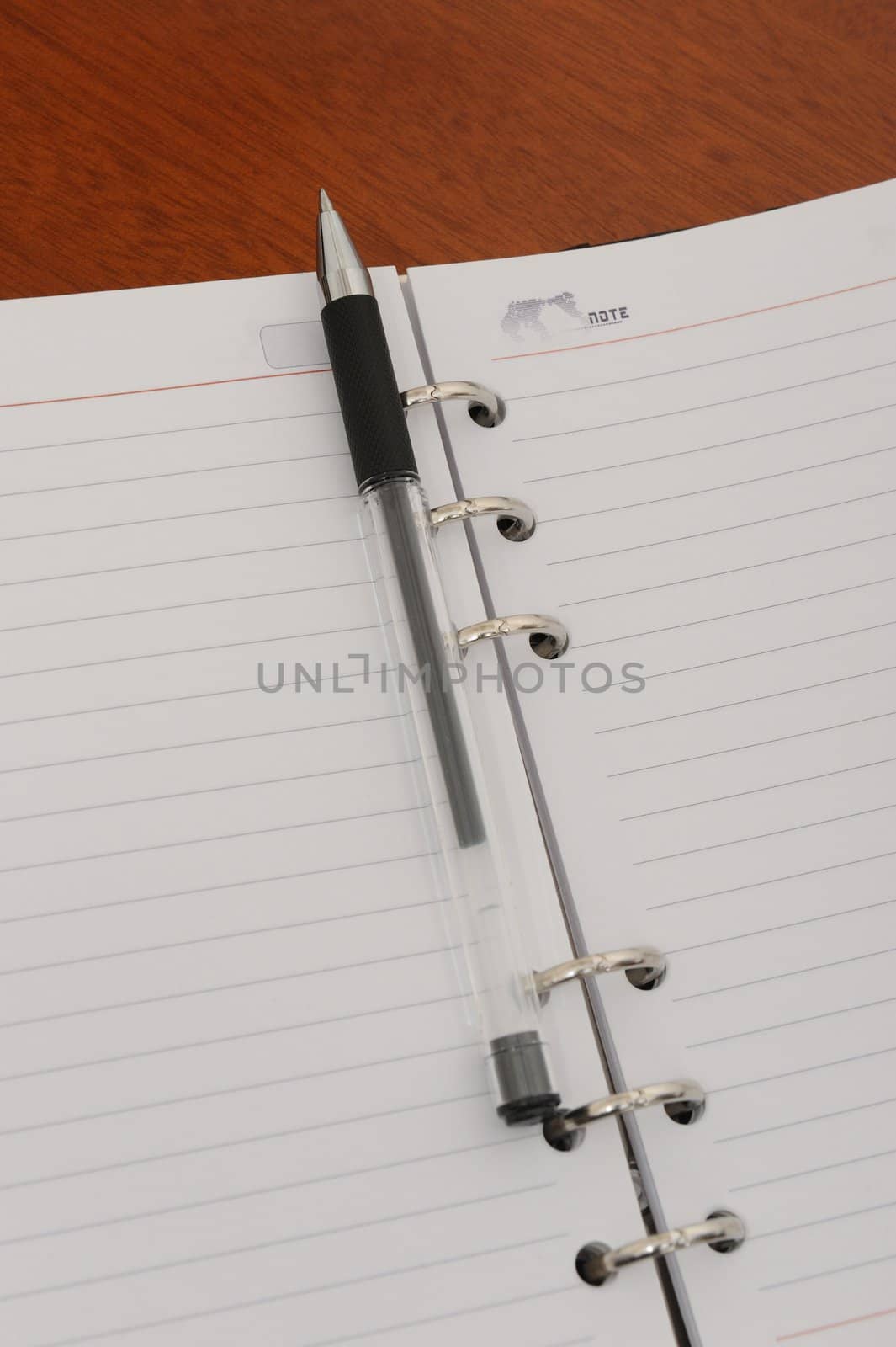 opened notebook with a pen on it