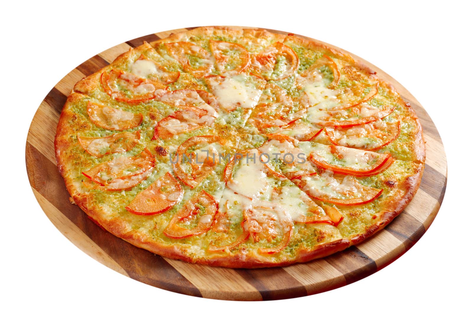 Pizza with tomato and cheese . italian kitchen. Studio