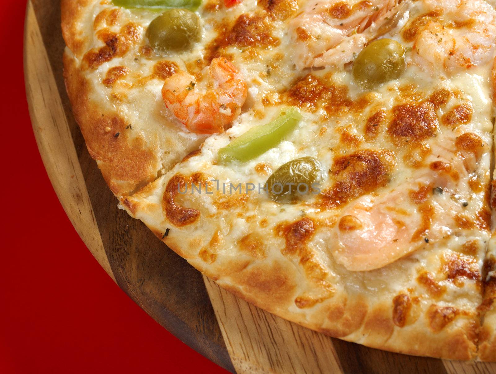 Pizzawith salmon. italian kitchen. Studio