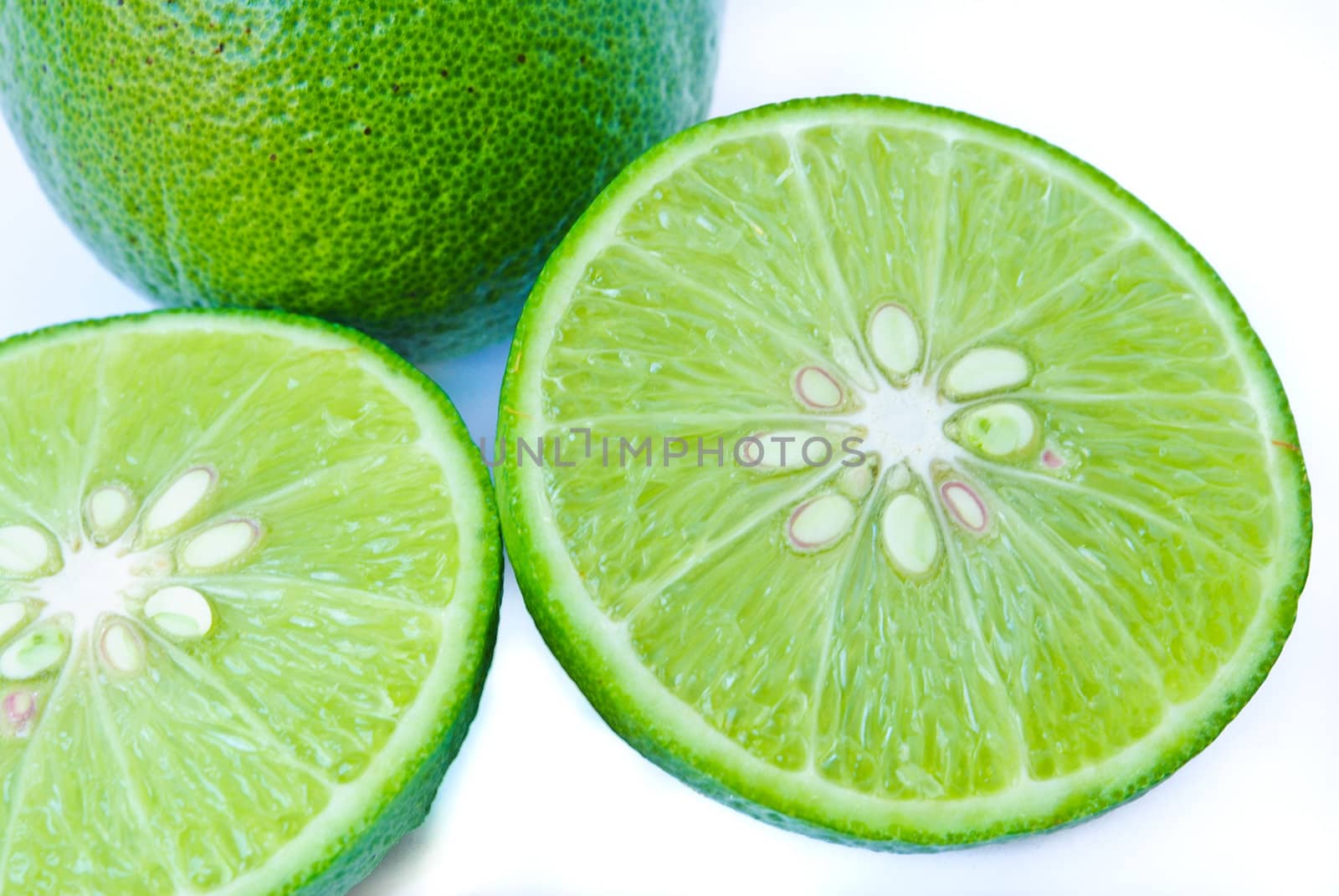Fresh lime and slice, Isolated on white background