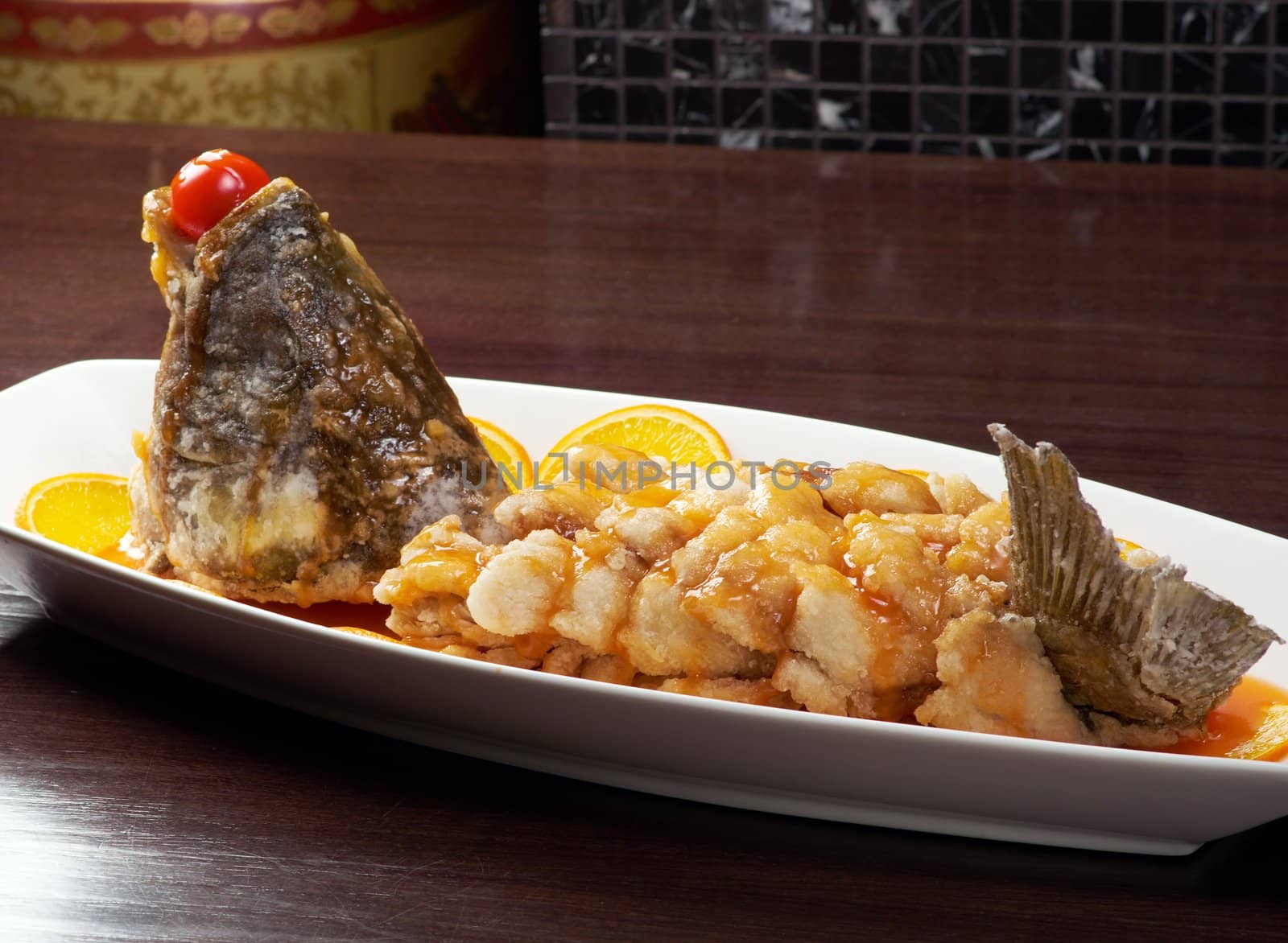 chinese cuisine .baked perch.rockfish