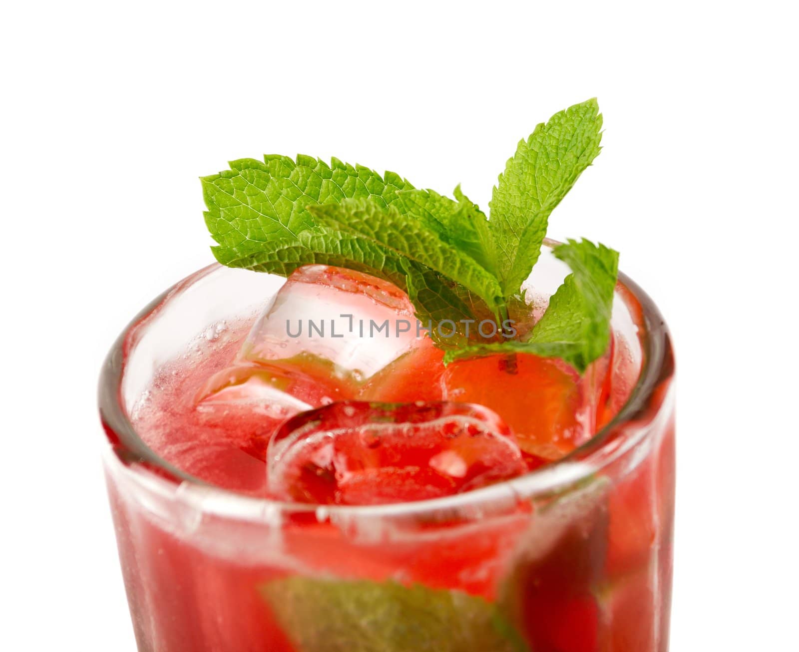  berry  cocktail  closeup isolated on white background.