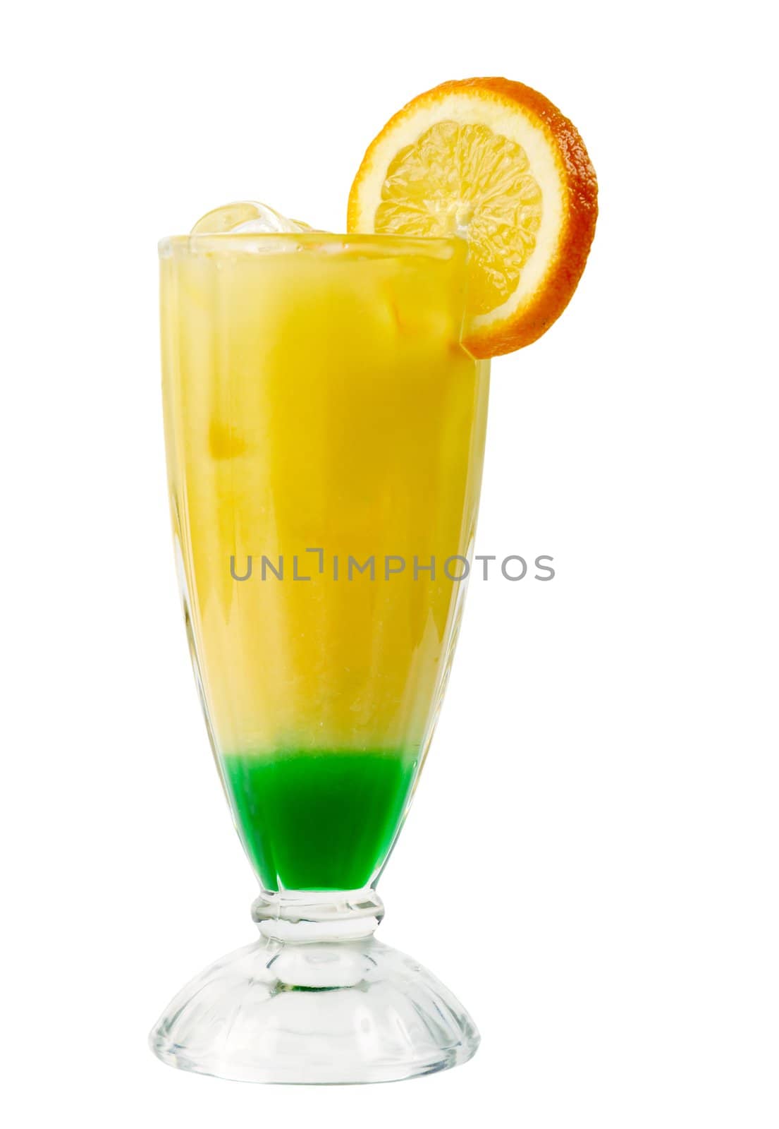 fruit cocktail  closeup isolated on white background.