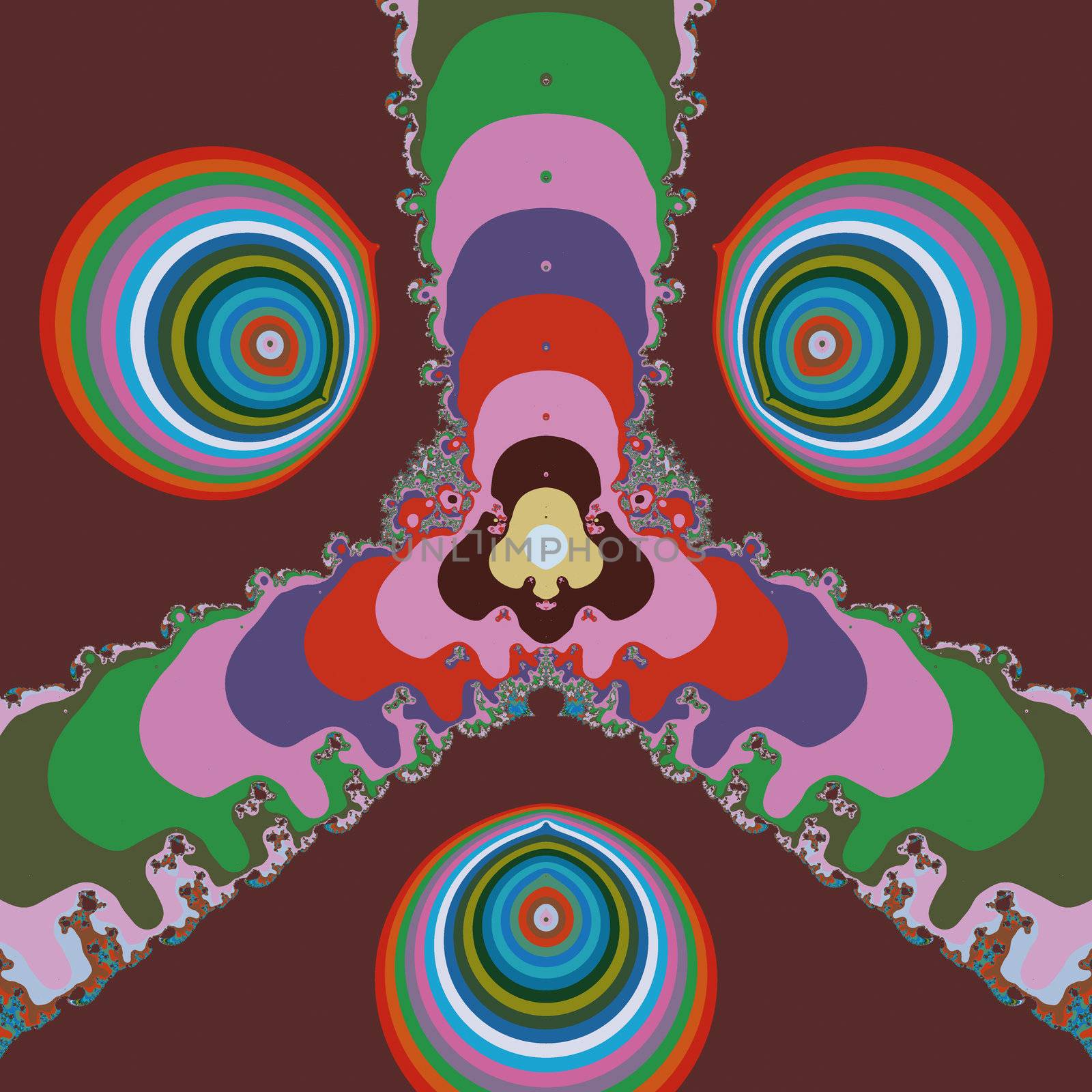 Bright and funky original fractal design, abstract art, psychedelic eyes 