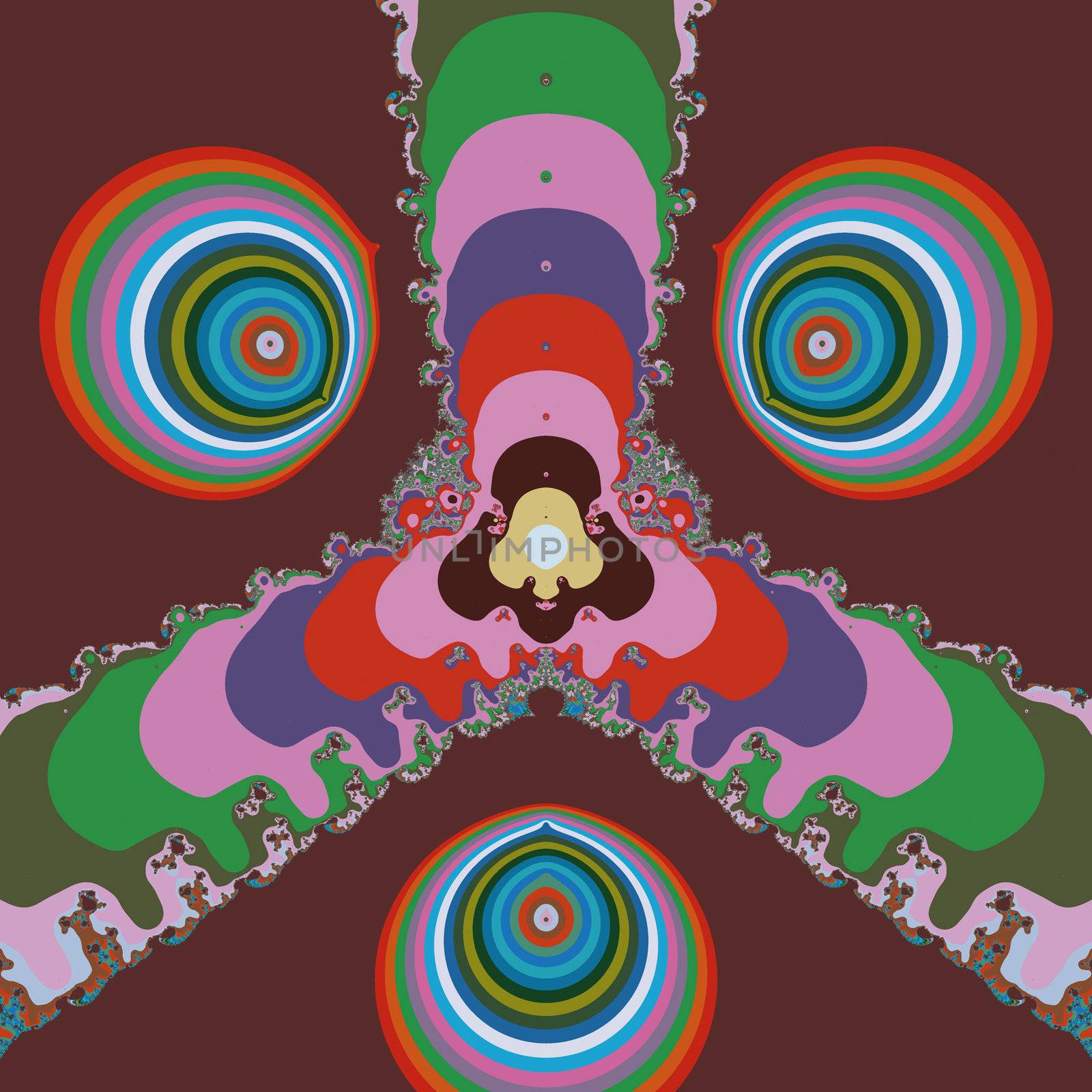 Bright and funky original fractal design, abstract art, psychedelic eyes 