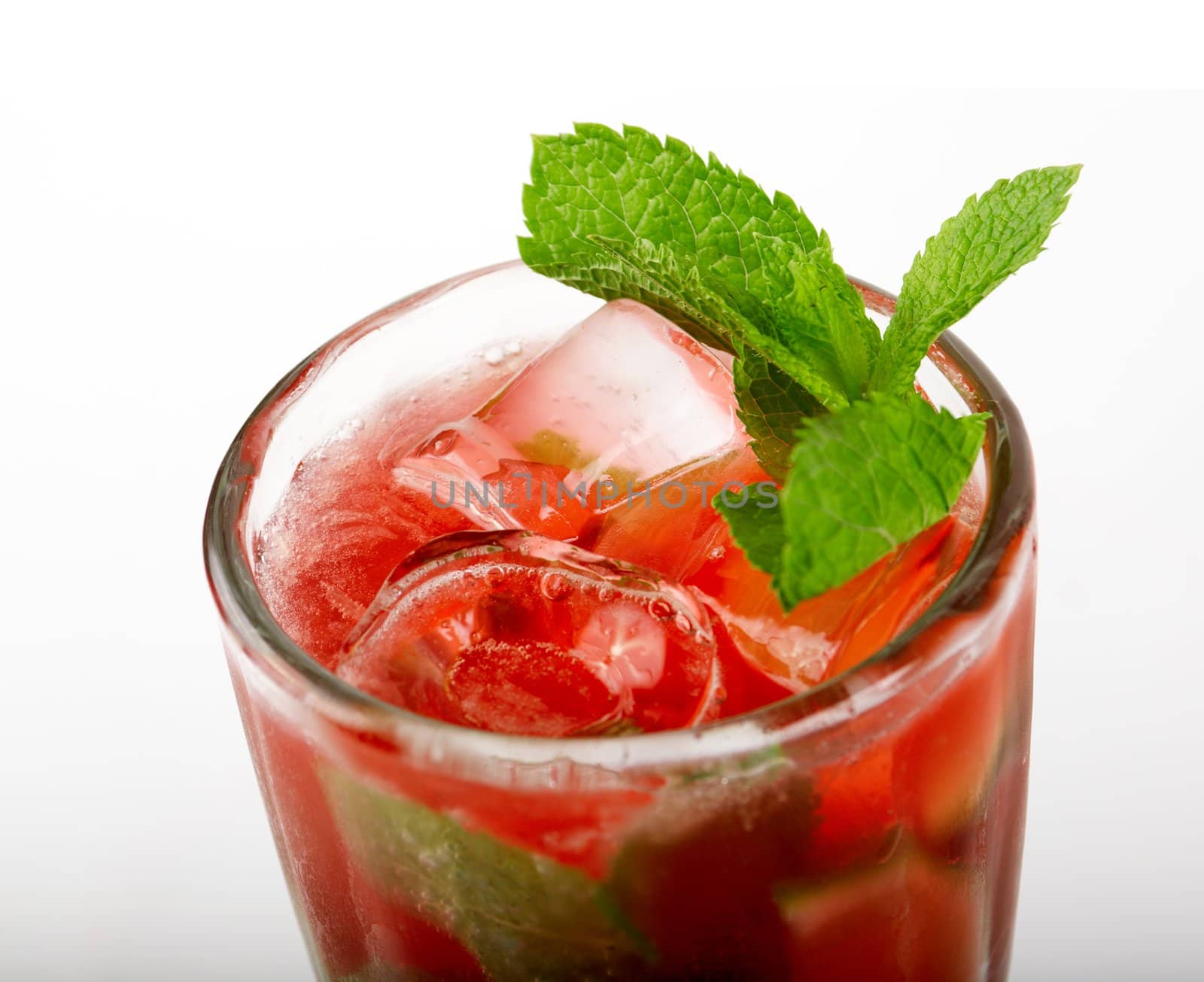  berry  cocktail  closeup isolated on white background.