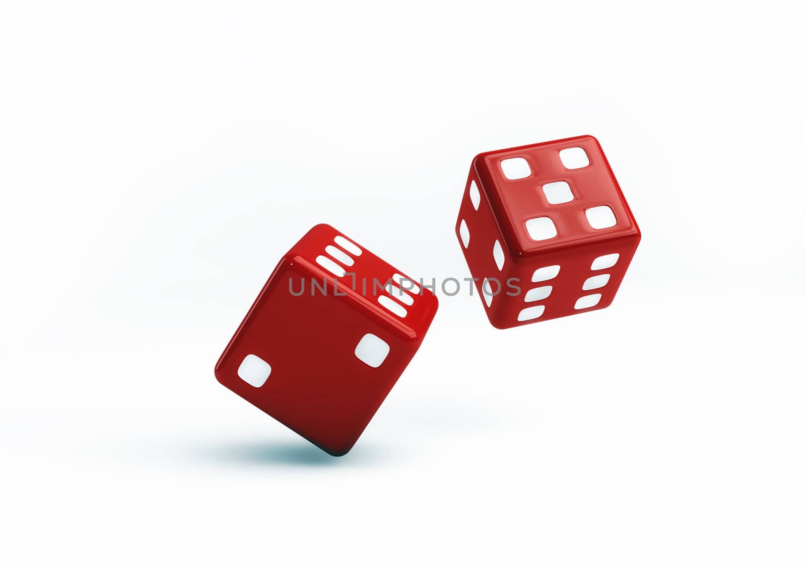 Red Dice 3D Illustration on white background