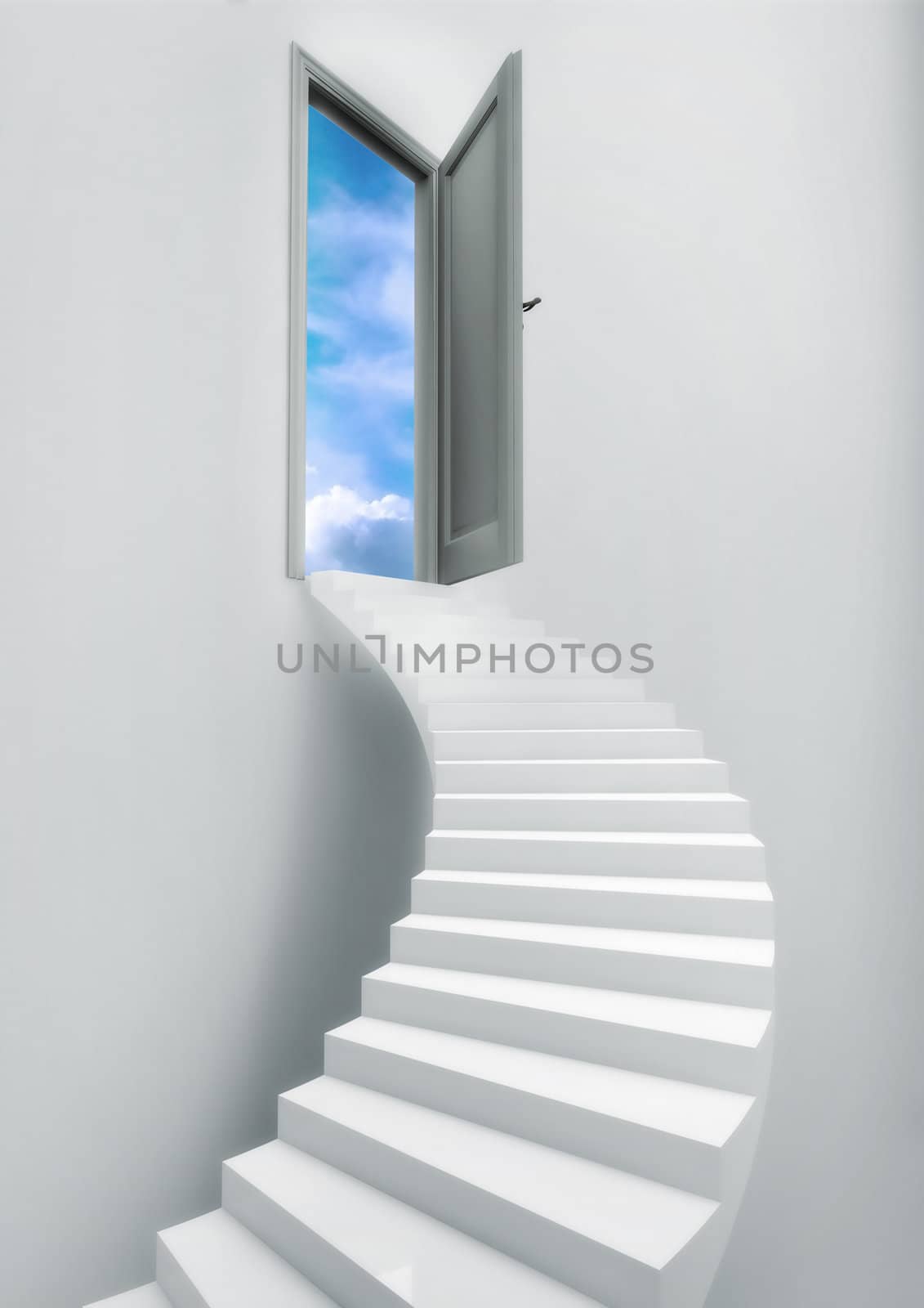 Ladder Stairs Heaven Door Freedom Blue Sky. Freedom Concept.