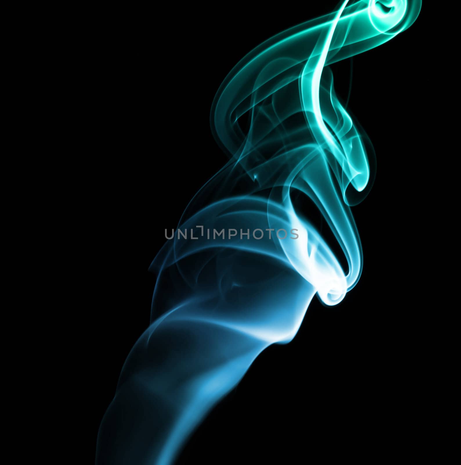 Blue Green Abstract Smoke on Black Background