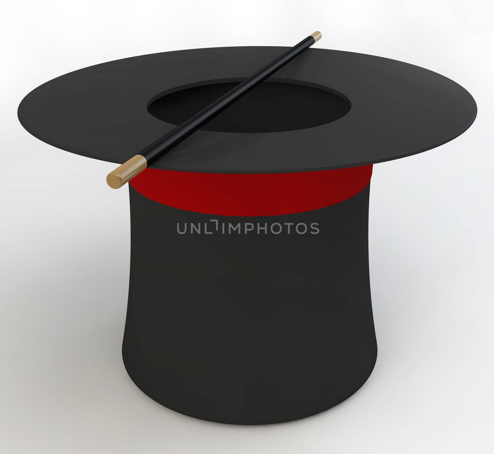 3d Magician Hat Illustration, isolated on white background