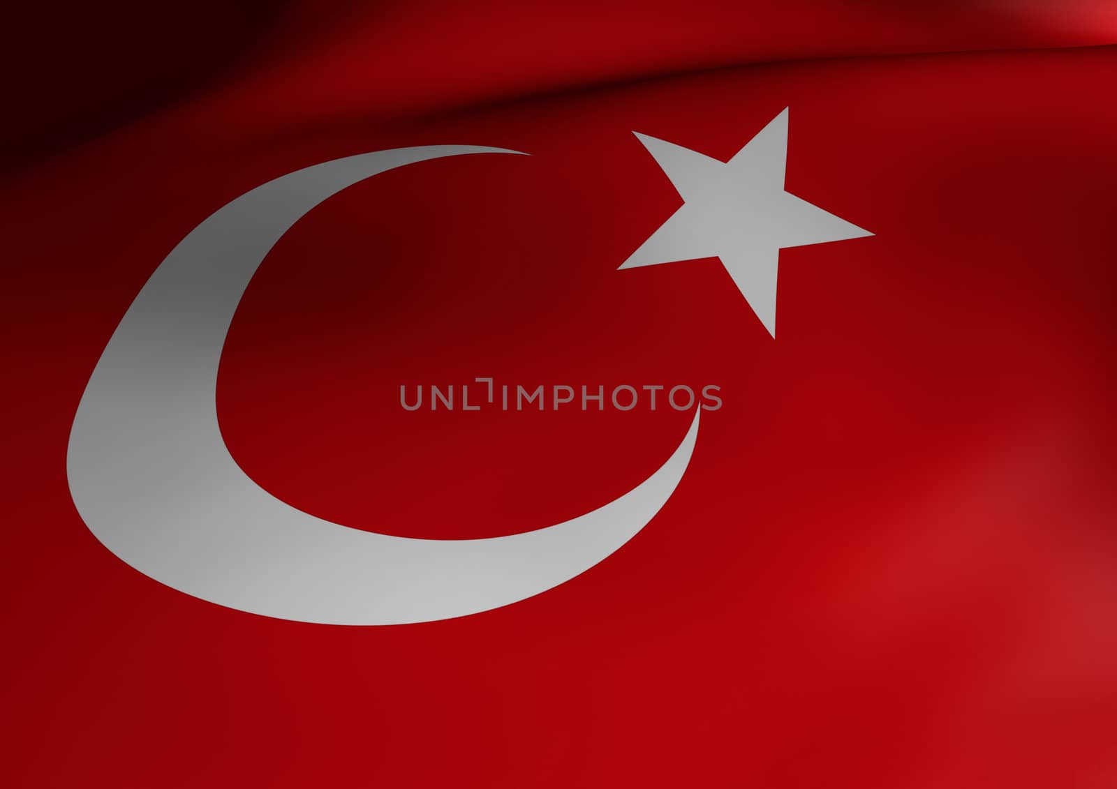 Turkish Flag Waving 3d Illustration Close up