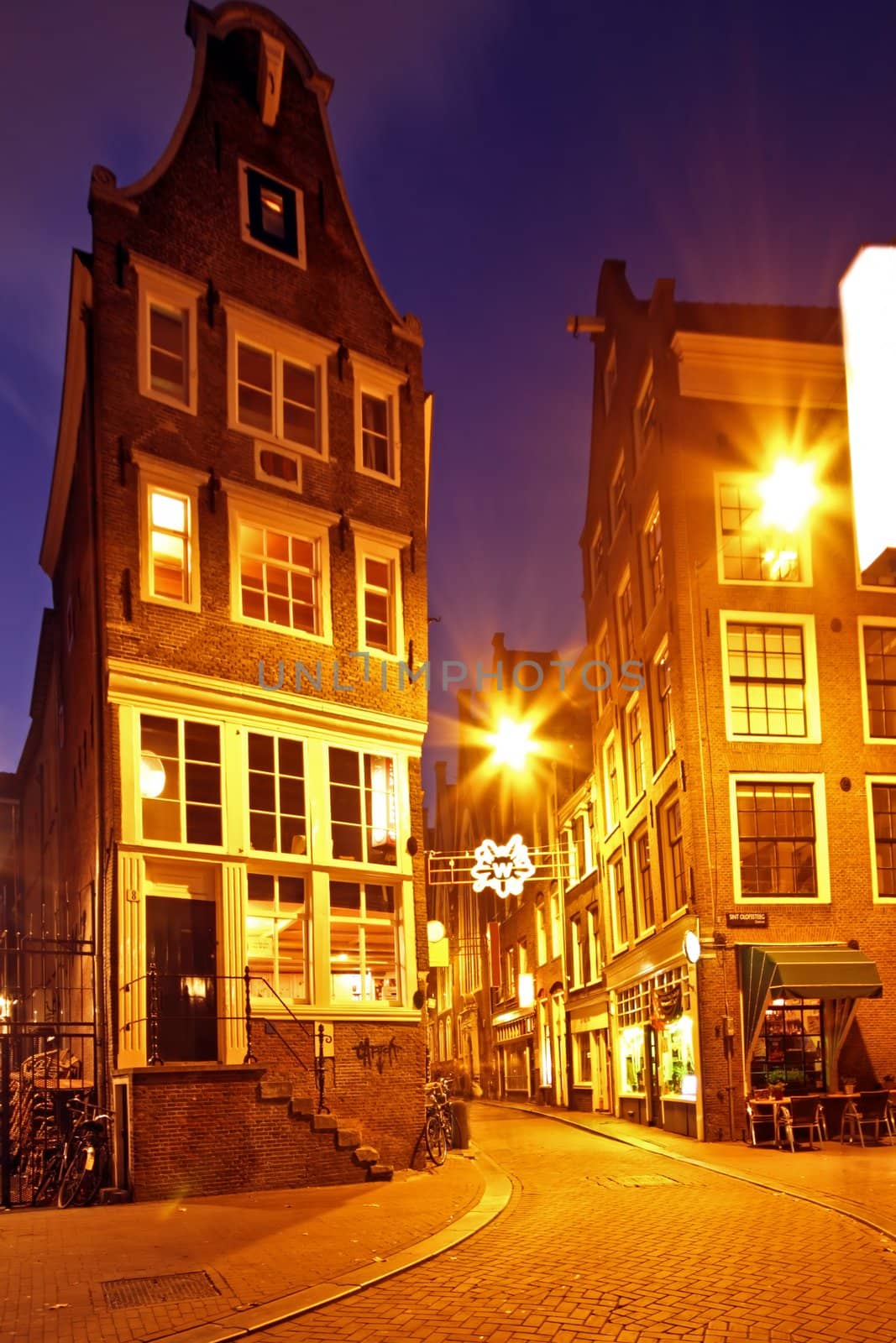 Amsterdam houses by night in the Netherlands by devy