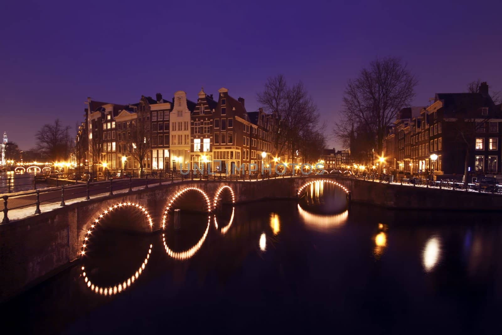 Cityscenic from Amsterdam in the Netherlands at night