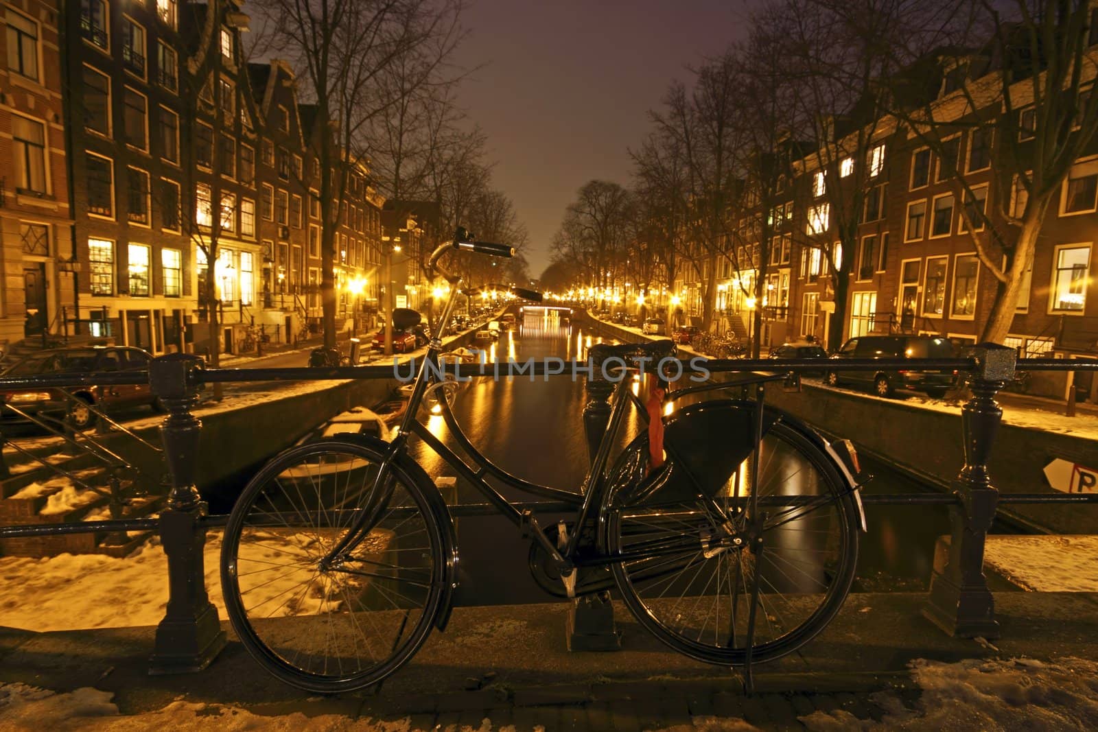 City scenic from Amsterdam in the Netherlands by night