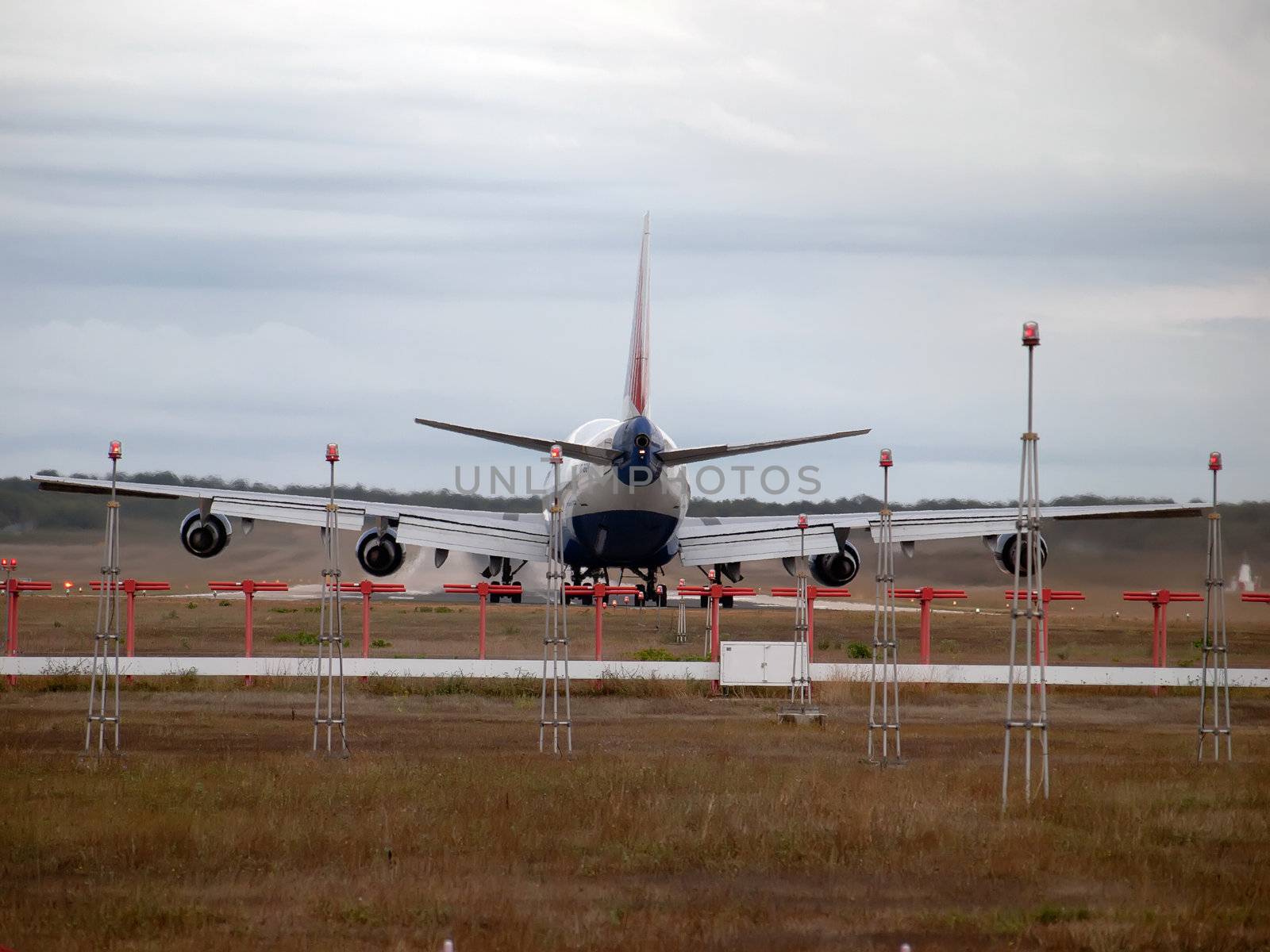 airplane ready for take off on runway 