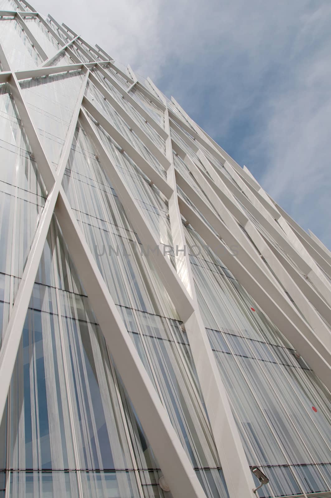 White modern building contruction over blue sky