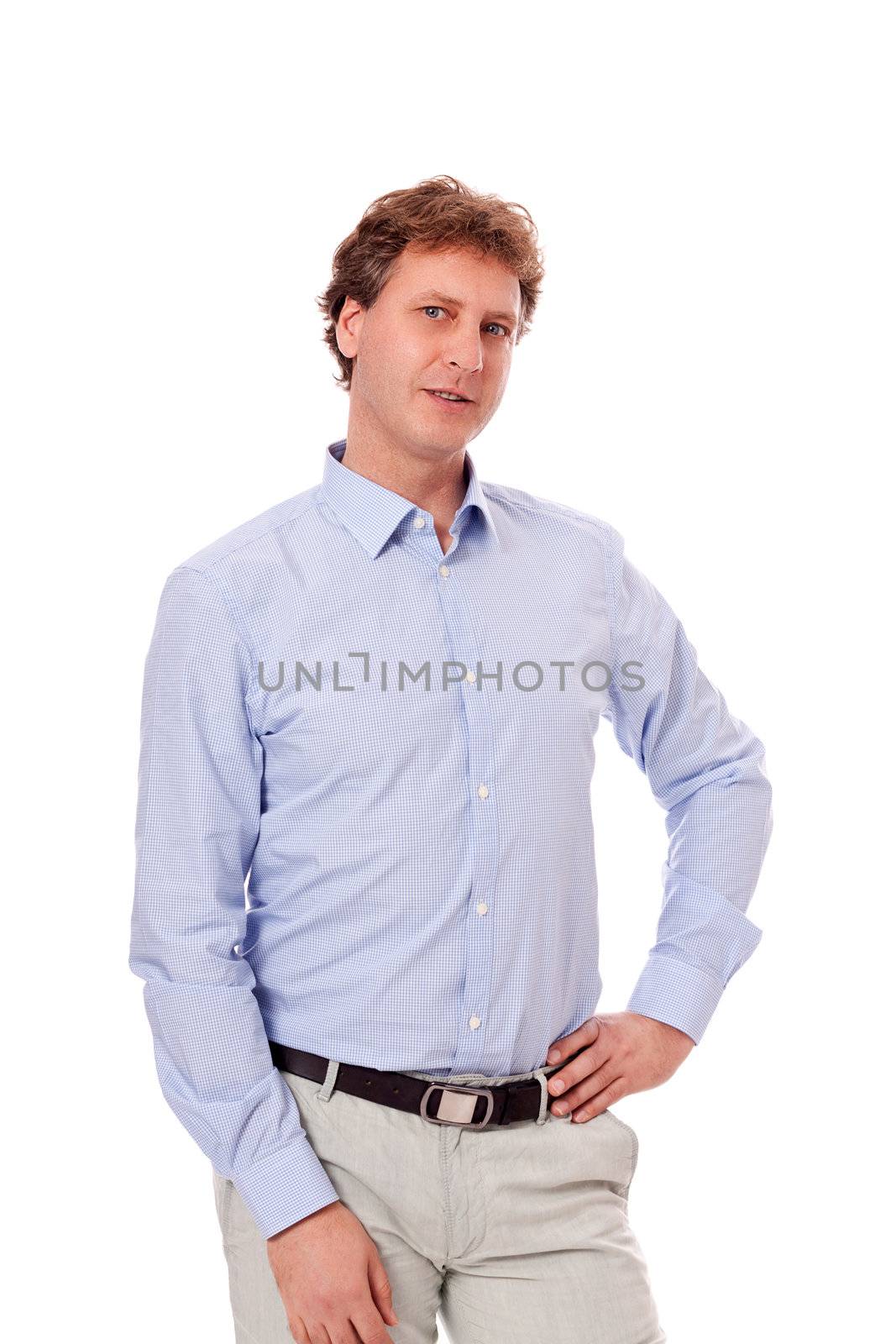 smiling successful man in casual business outfit isolated on white background