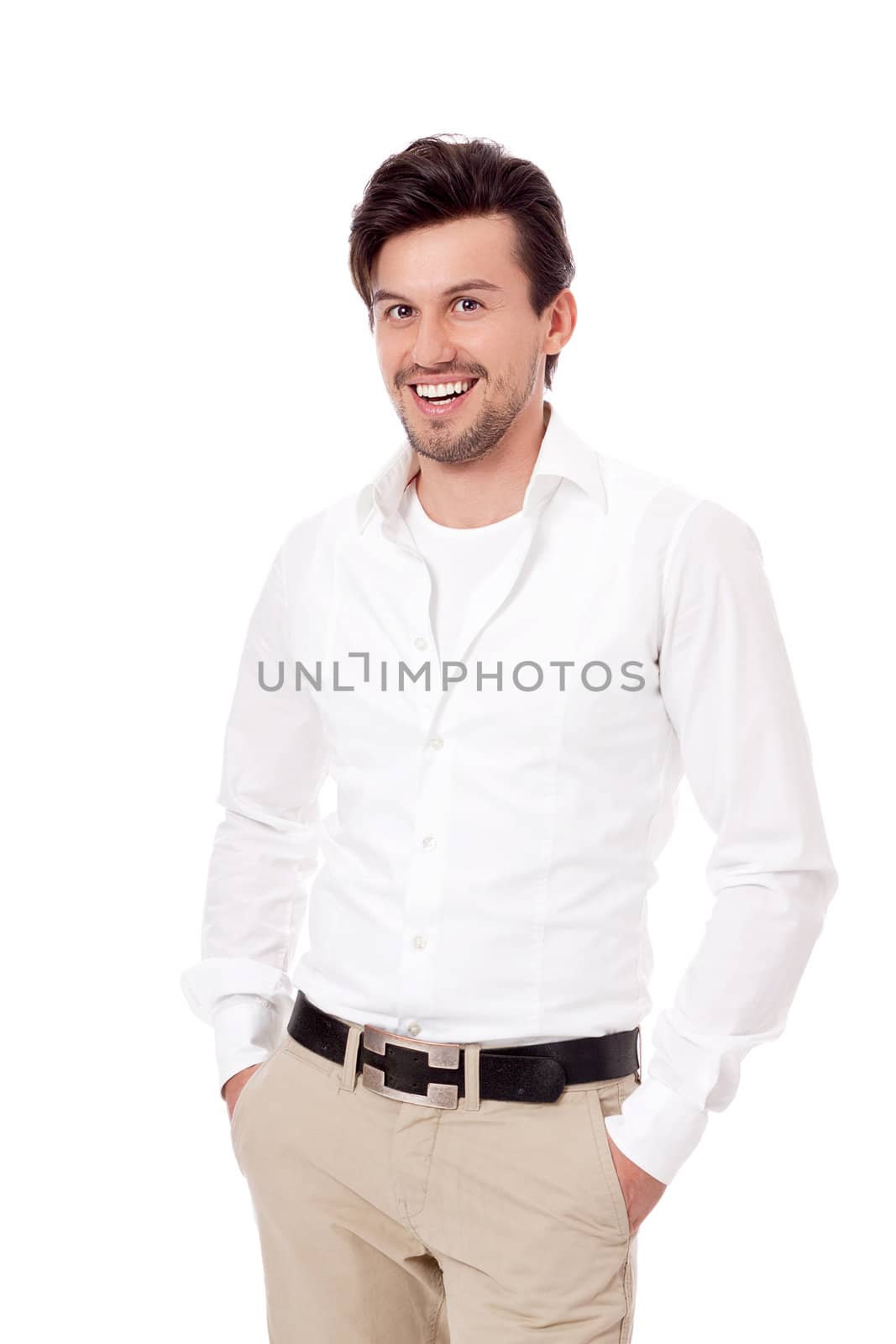 smiling successful man in casual business outfit isolated on white background