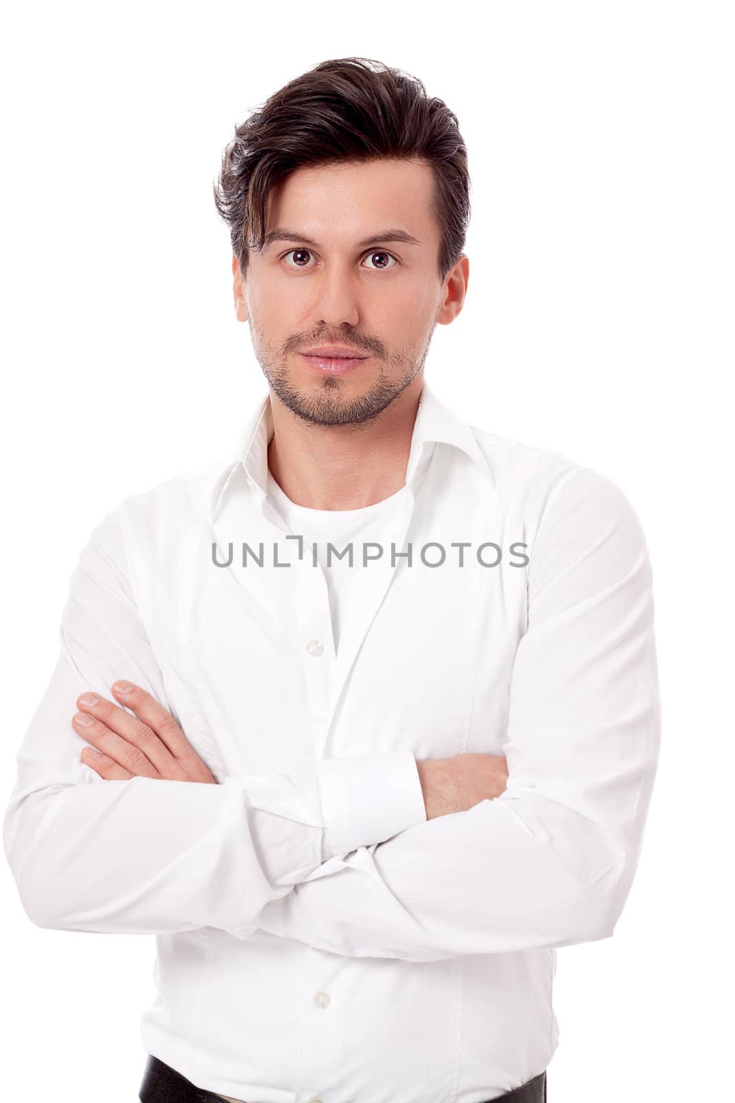 smiling successful man in casual business outfit isolated on white background