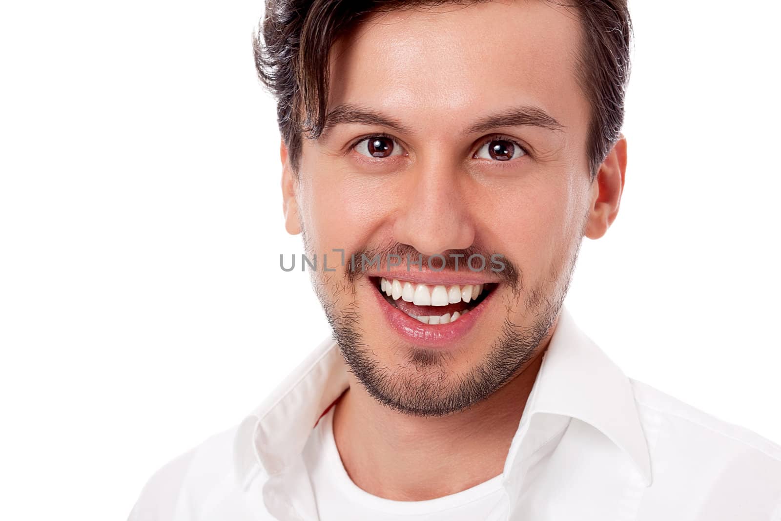 smiling successful man in casual business outfit isolated on white background