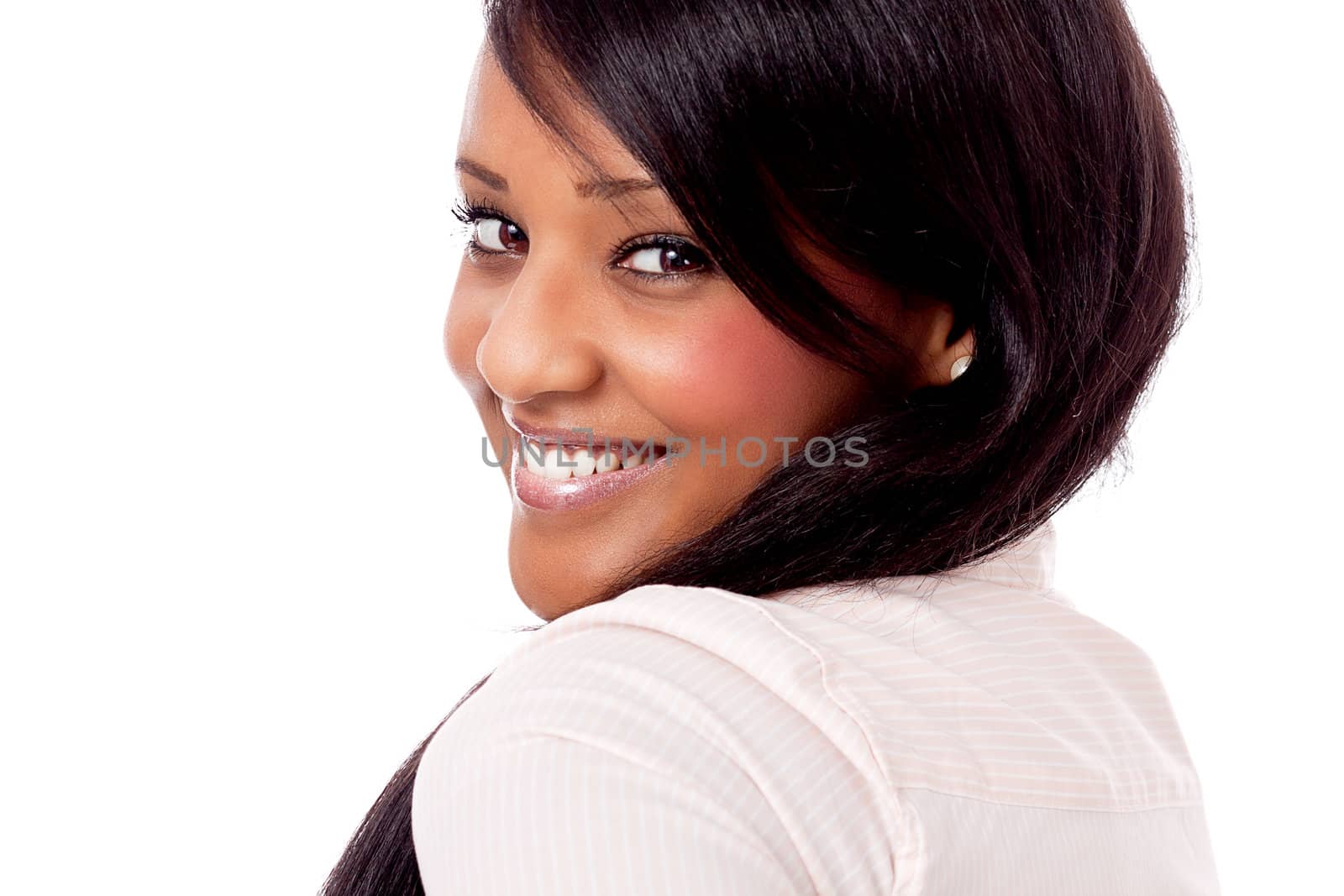 smiling young attractive african woman portrait isolated on white background