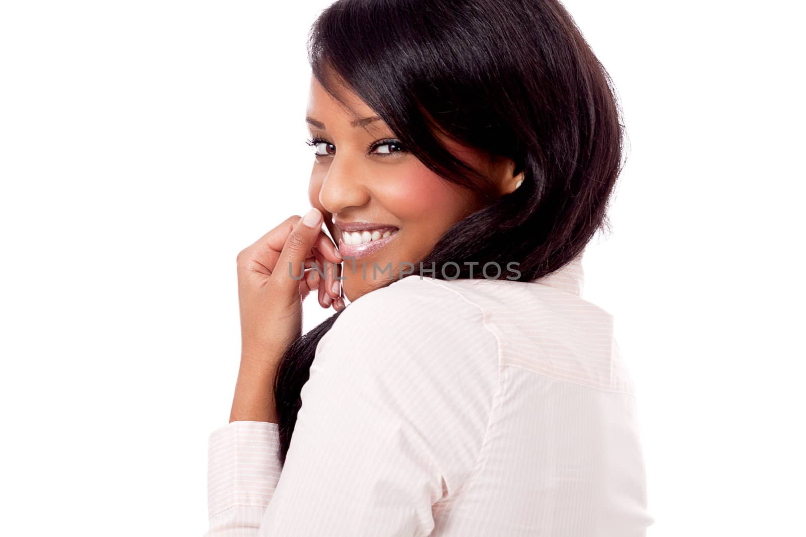 smiling young attractive african woman portrait isolated on white background
