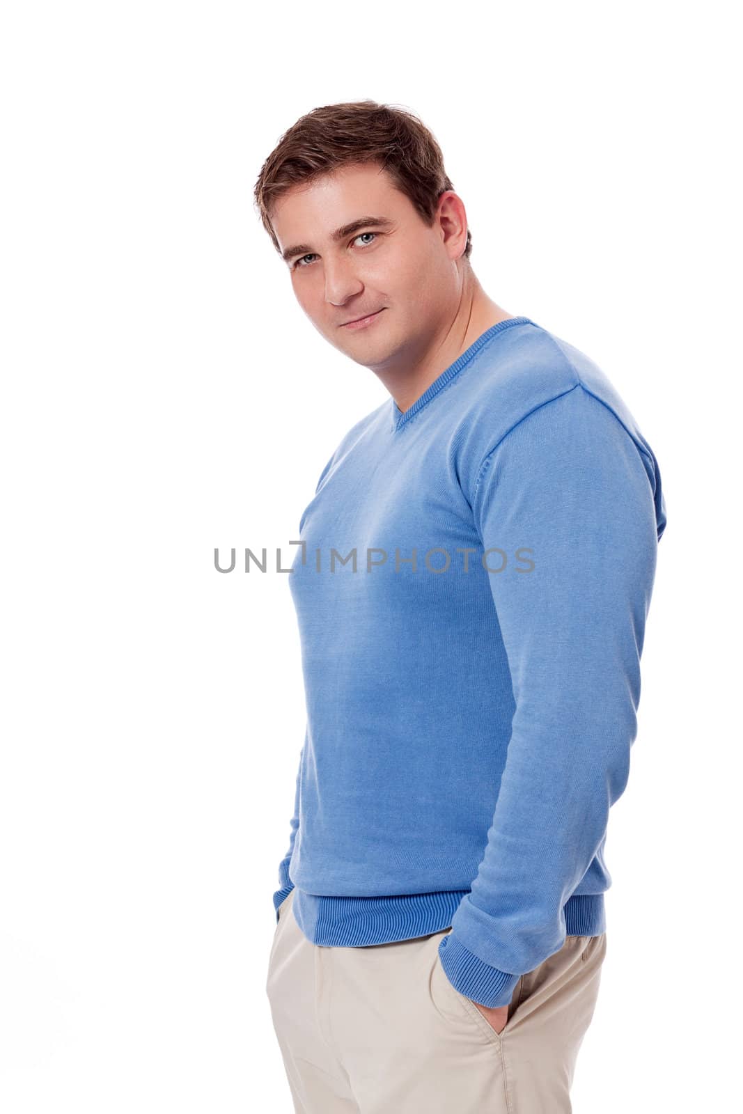 smiling successful man in casual business outfit isolated on white background