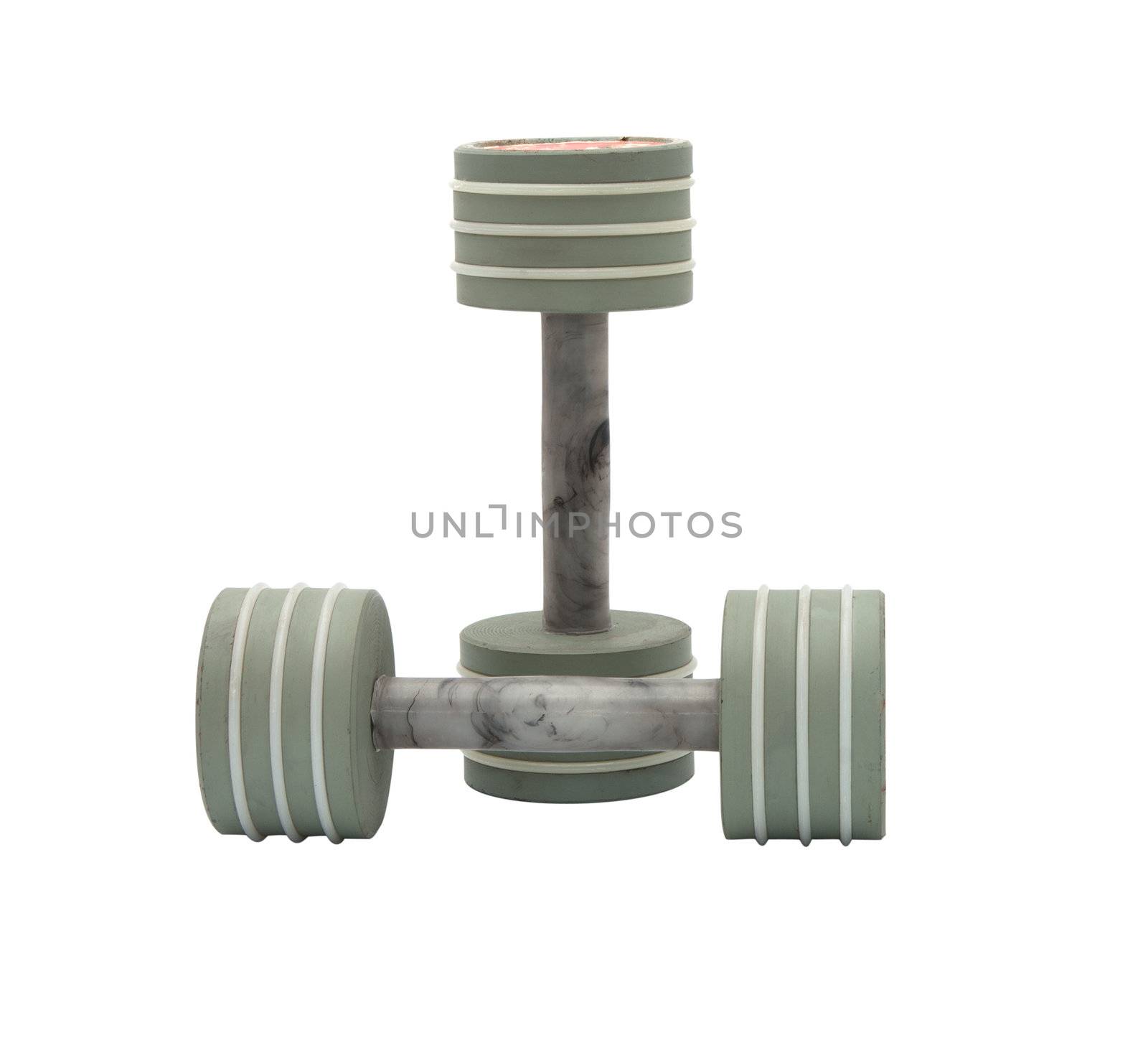 Two folding dumbbell it is isolated on a white background.