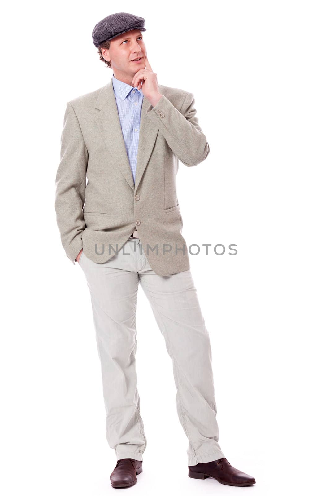 adult successful smiling man in casual business outfit isolated on white background