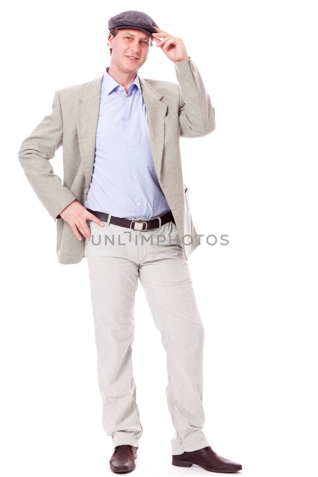 adult successful smiling man in casual business outfit isolated on white background