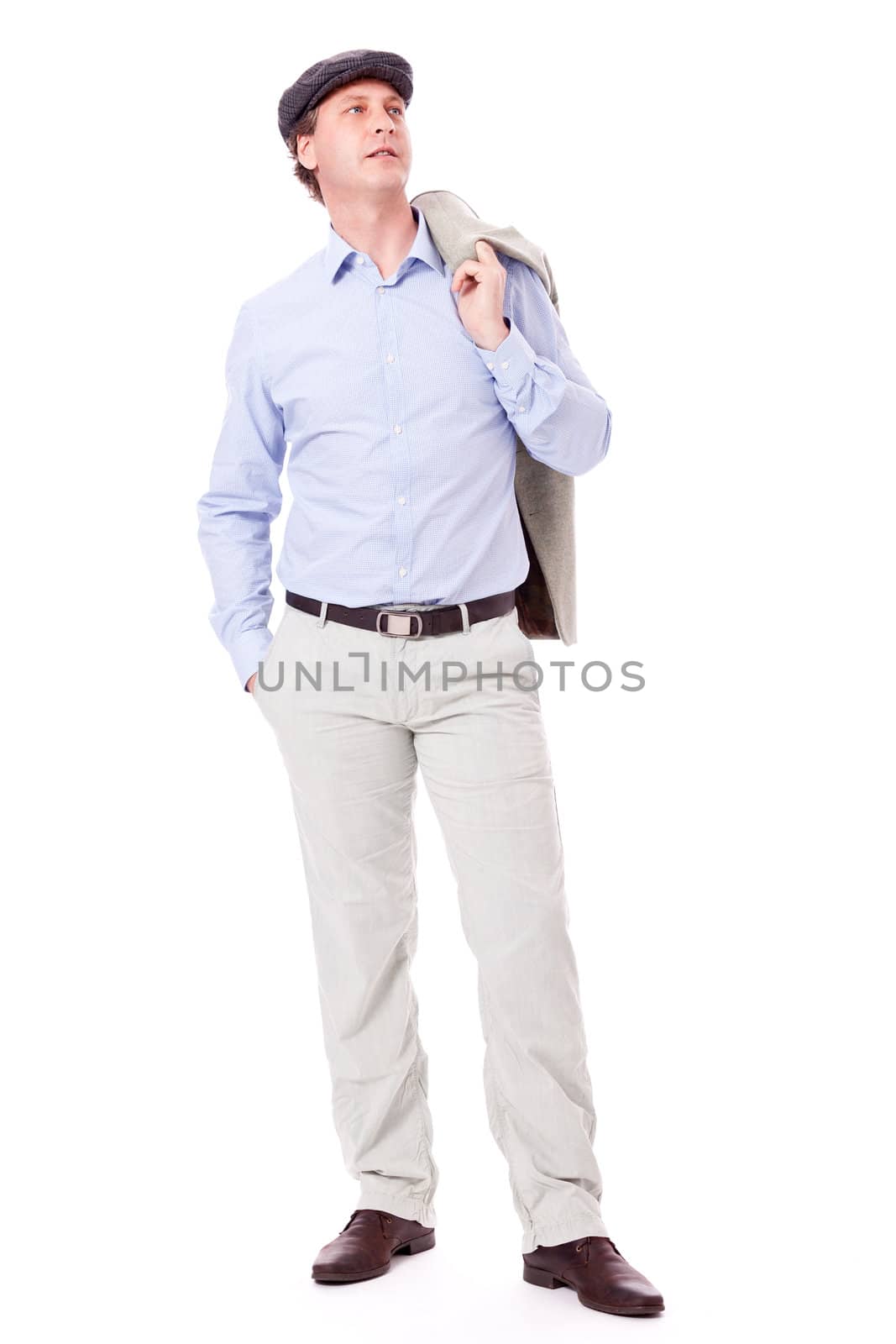 adult successful smiling man in casual business outfit isolated on white background