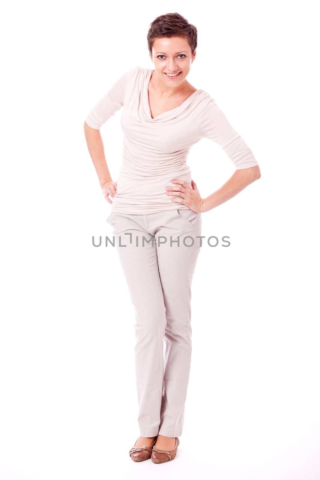 attractive young successful woman isolated on white background