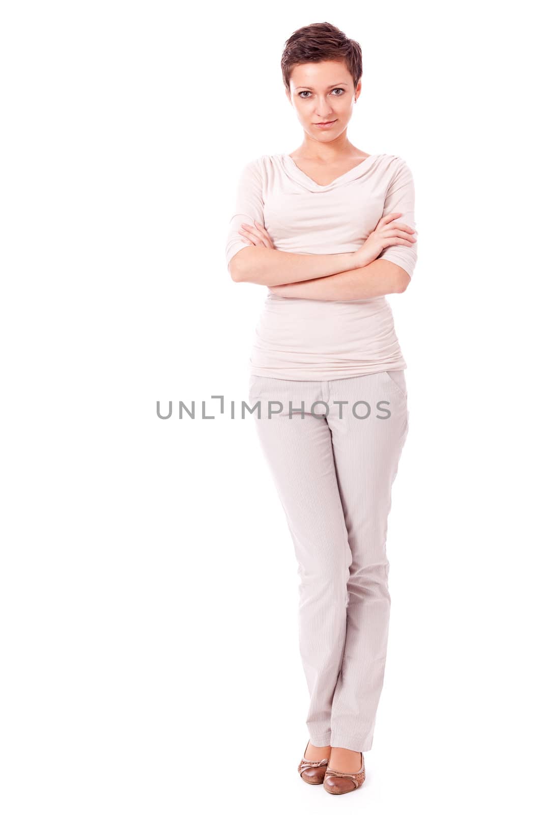 attractive young successful woman isolated on white background