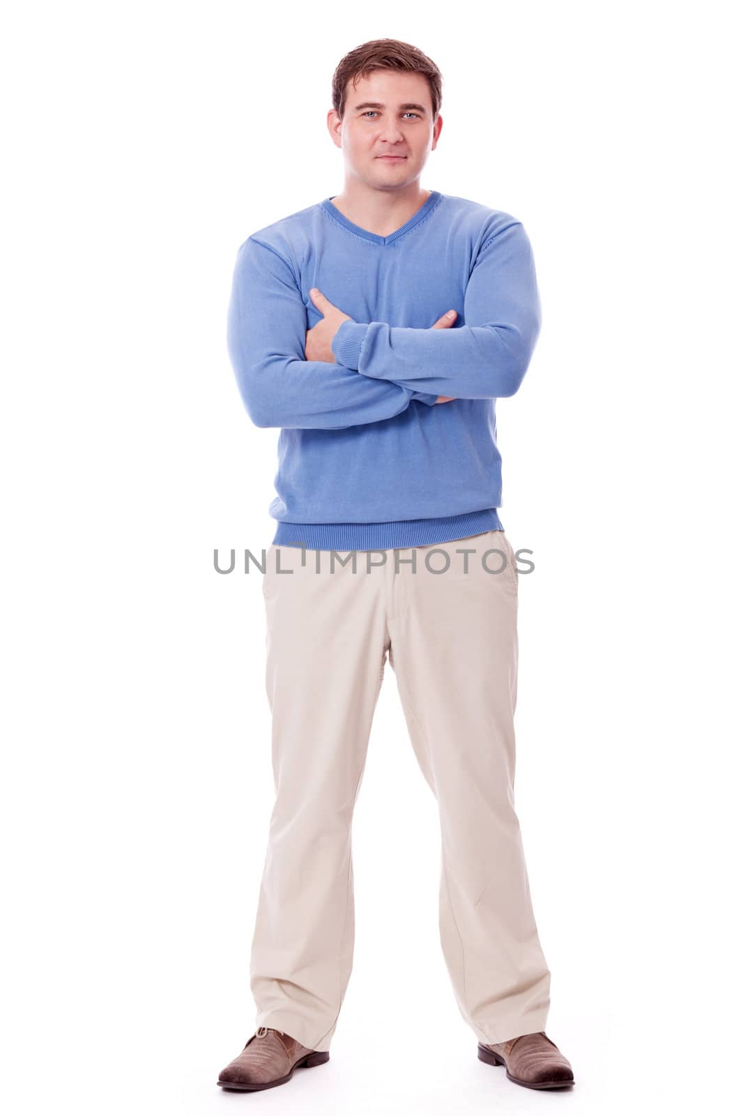 adult caucasian man in casual outfit isolated on white background