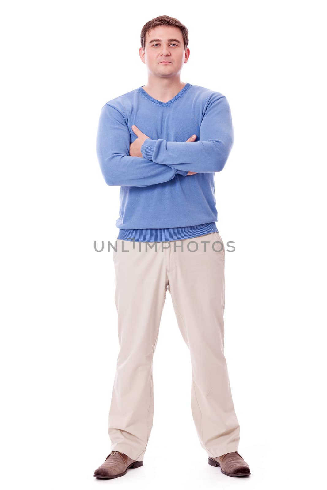 adult caucasian man in casual outfit isolated on white background