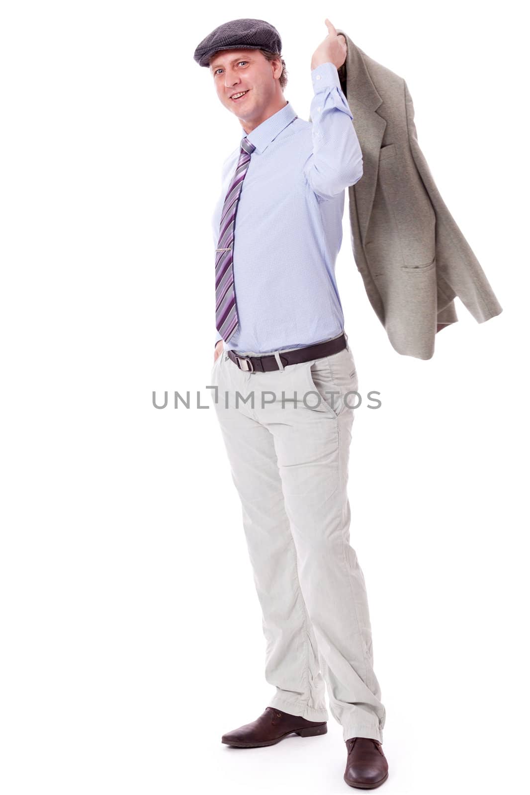 adult successful smiling man in casual business outfit isolated on white background