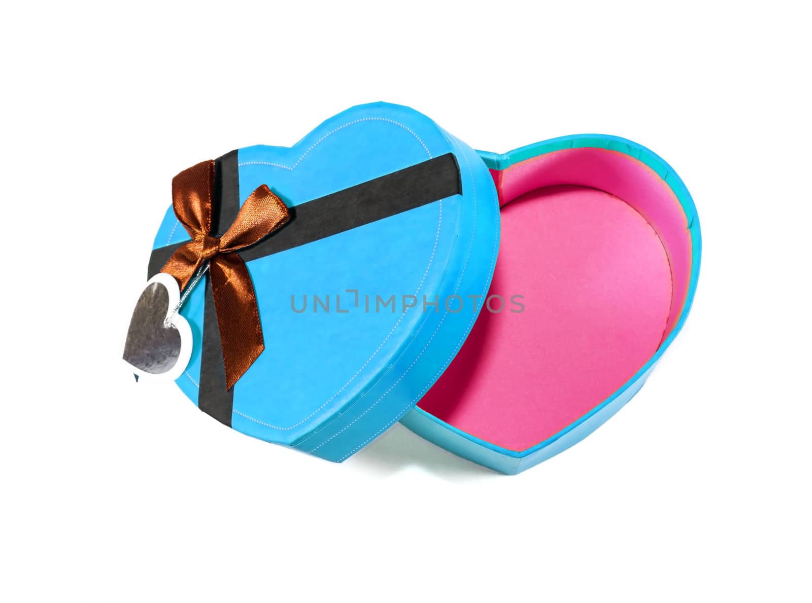 Blue Heart-shaped box in heart shape on white background