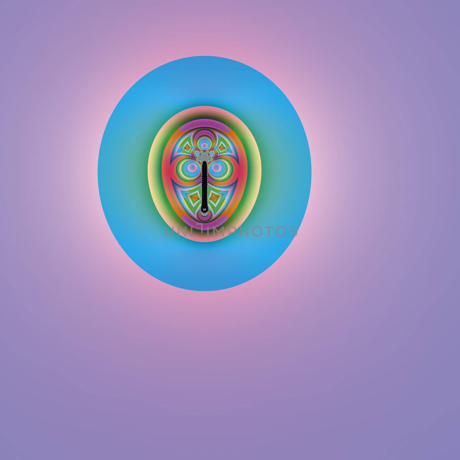 Original fractal design, abstract psychedelic art, lonely blue